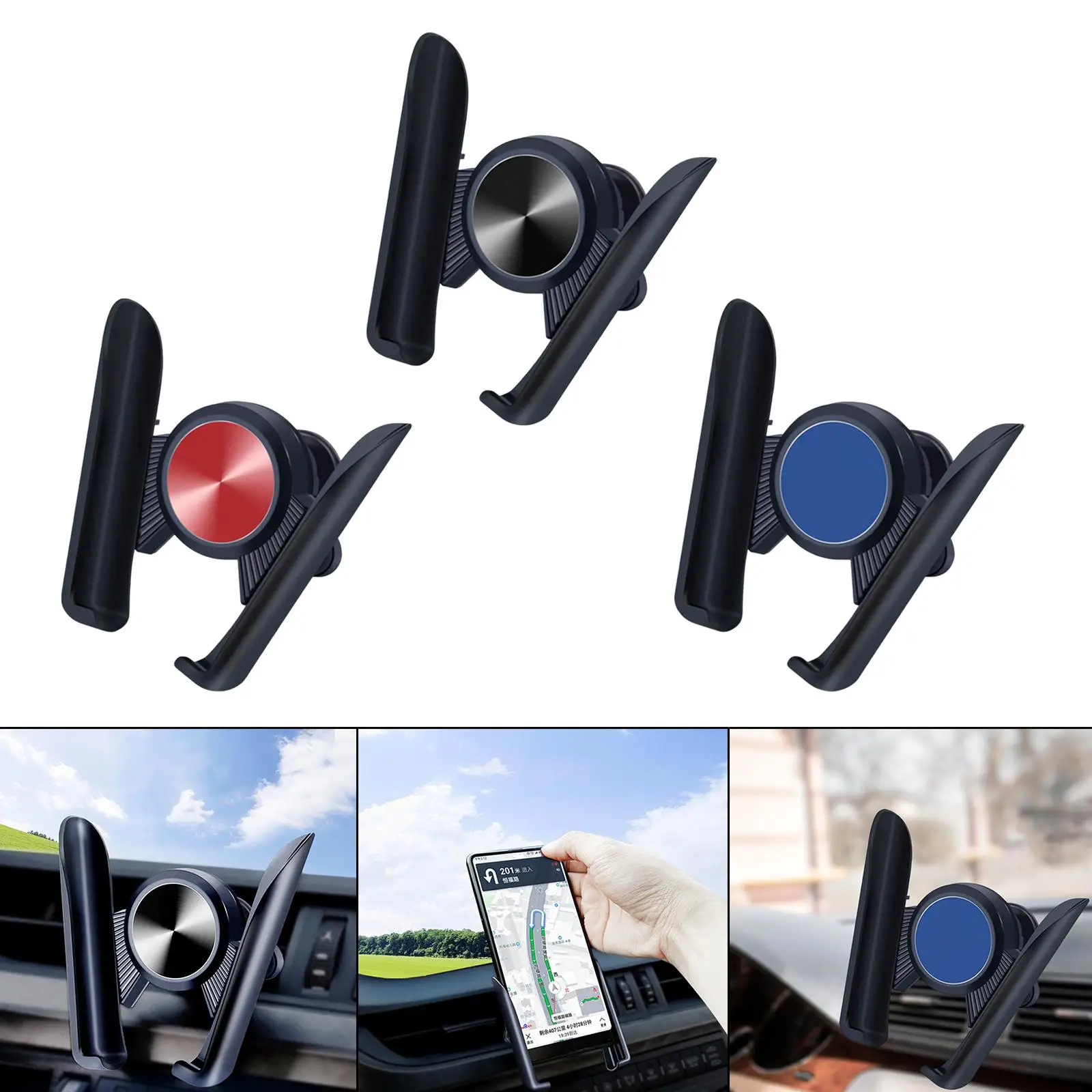 Car Phone Holder Hands Free Call Easy Clamp Auto for 4.5-6.2inch Smartphones