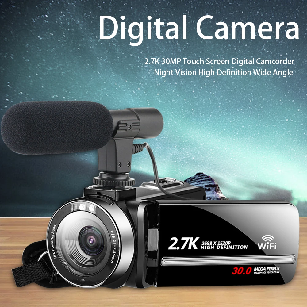 Camcorder HD 4K 30MP Digital Camcorder Camera with Microphone Vlogging Camcorder with Remote Control,3 in Touch Screen 