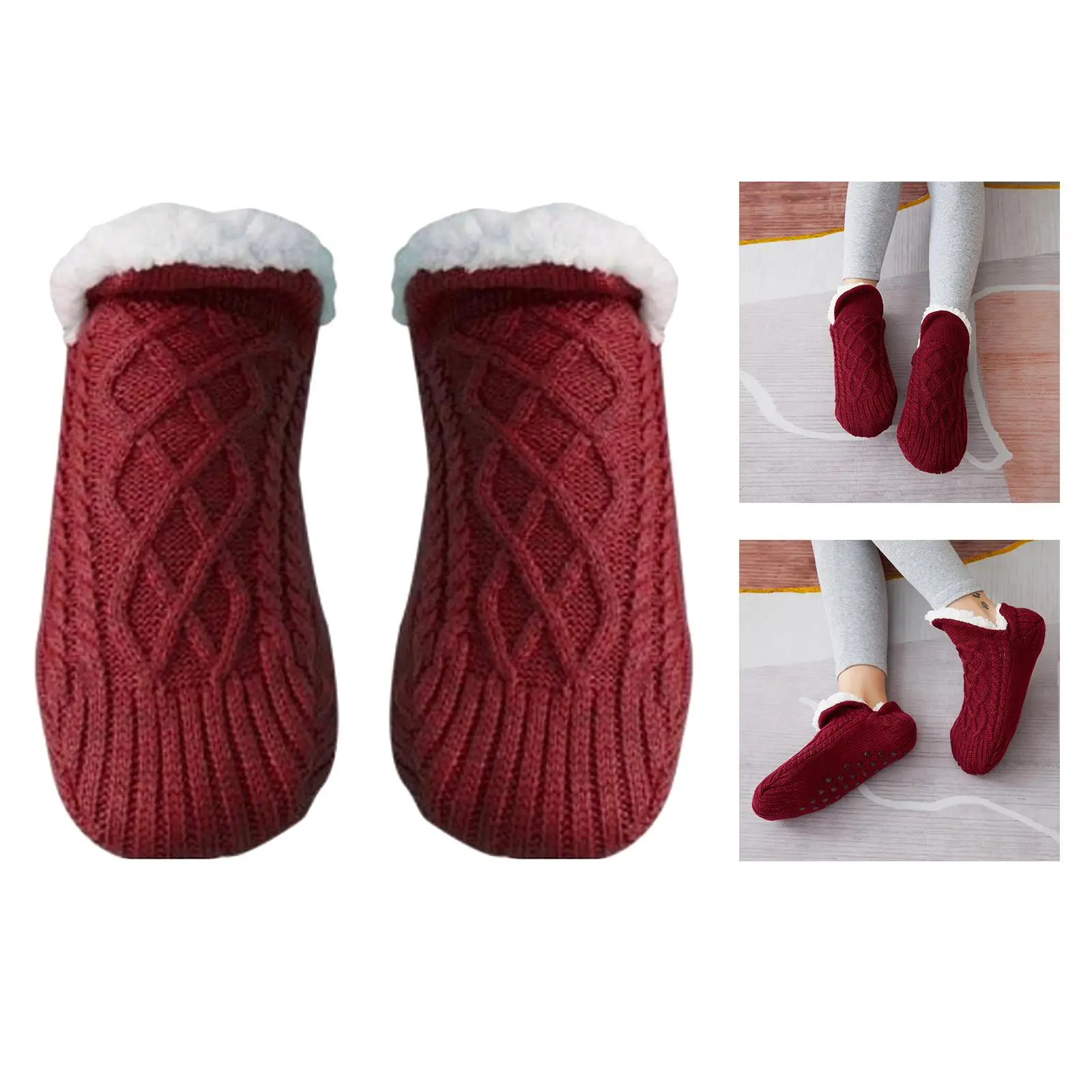 2x Winter Women Slipper Socks Warm for Female Women New Year Gifts