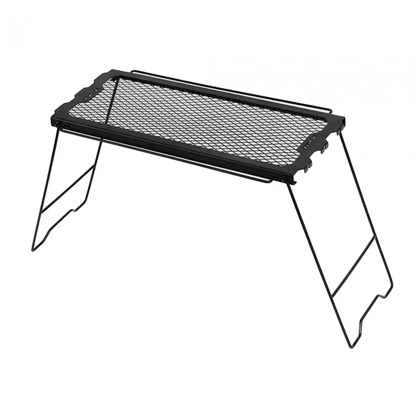 Folding Camping Table Foldable Campfire Grill Heavy Duty Compact Camping Cooking Grate Small Table for RV Hiking Black