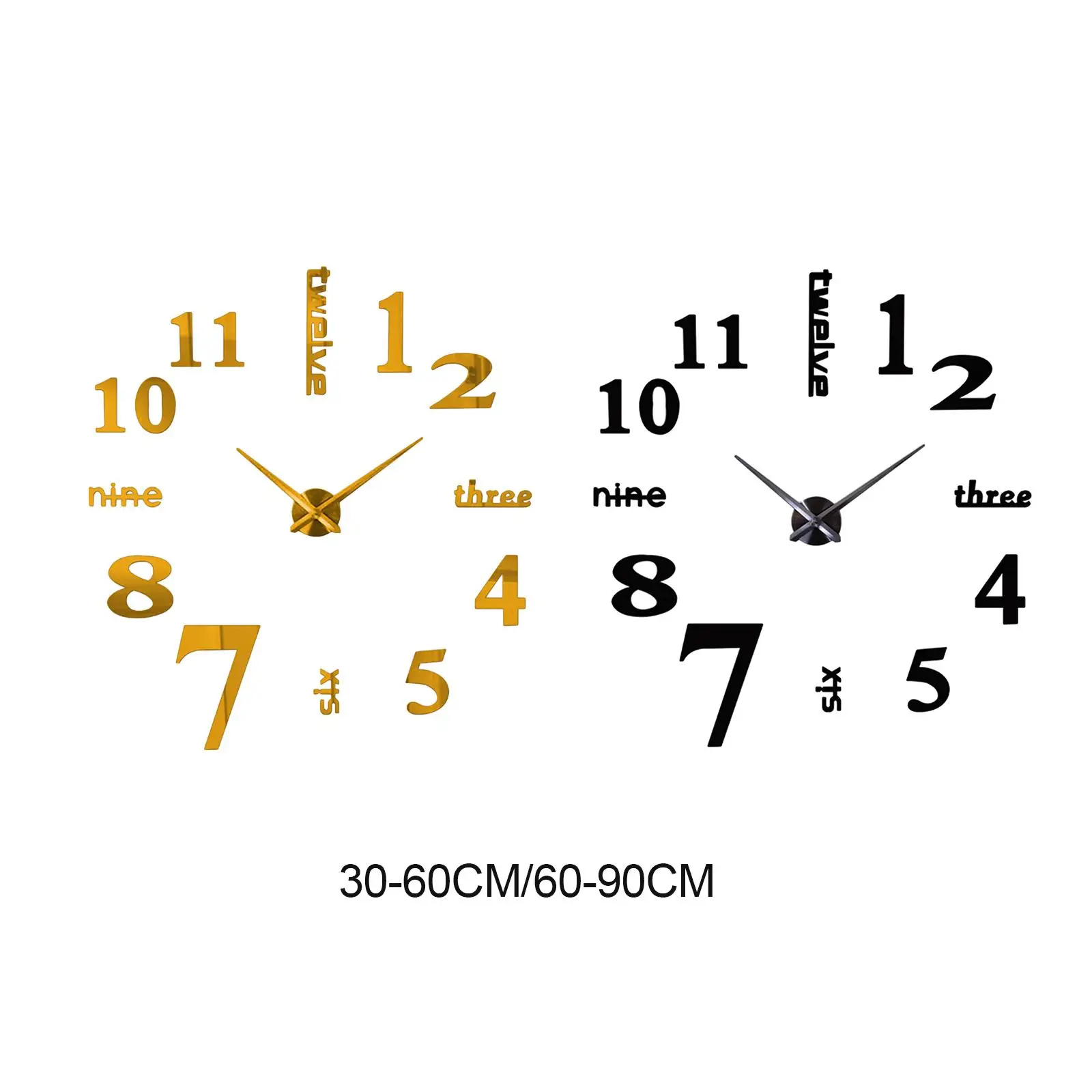 Modern Wall Clock Digital Clock Decorative Sticker Frameless Acrylic Silent DIY for Kitchen Bedroom Office Home Decor Ornament