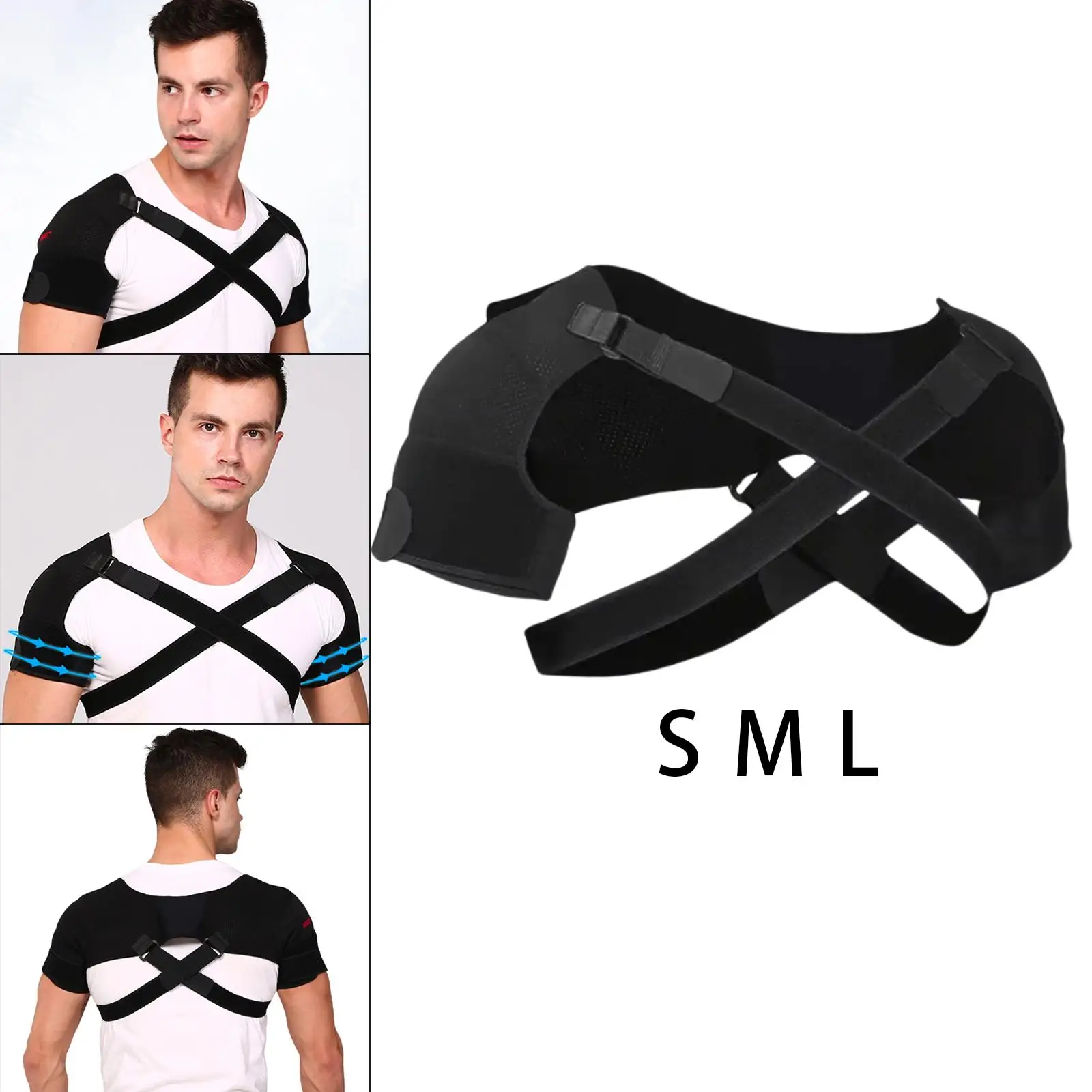 Double Shoulder Support Strap Adjustable   Shoulder Brace Wrap Belt Band Pad Back Support Protector