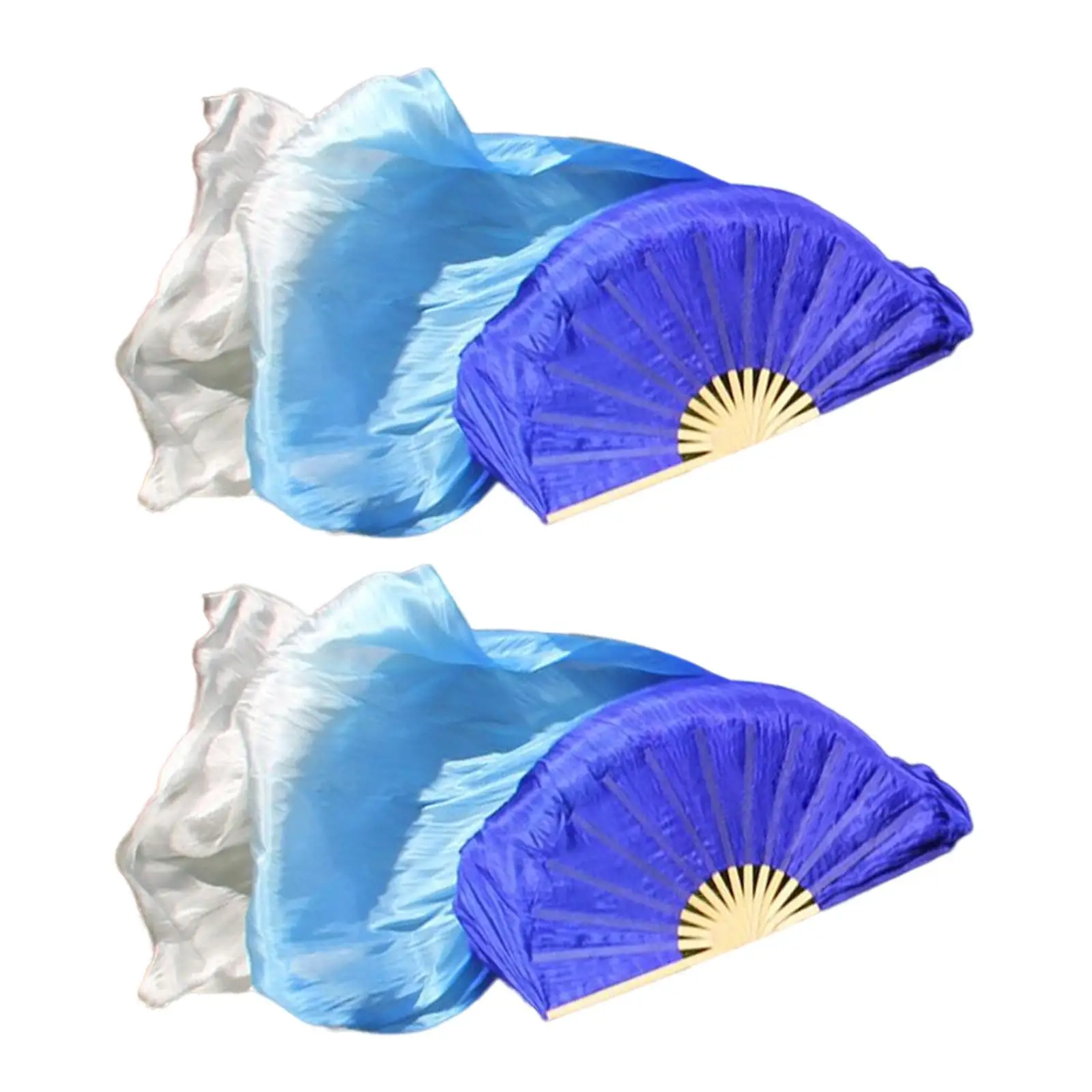 2Pcs Belly Dance Fan Veils Dyed Silk Fan Length 180cm Handmade Flow Fans Foldable Fan for Lady Costume Accessories Performance