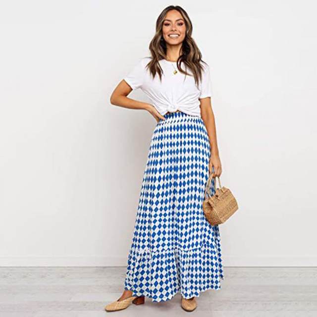 Jupe Midi Mousseline Parabler - Style Bohème - Taille Haute Élastique - Avec Poches - Multi Motifs