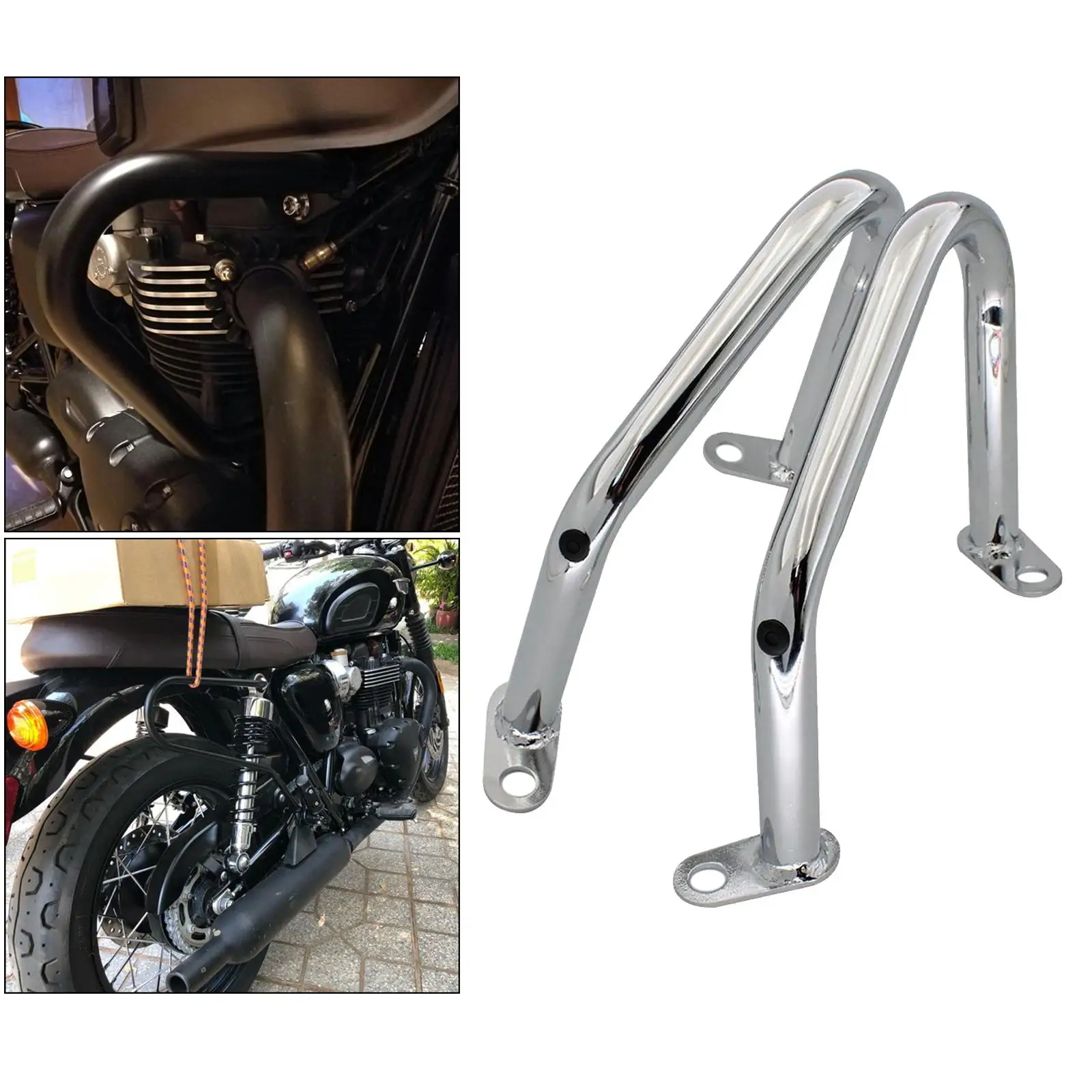 2 Pieces Chrome Motorcycle Engine Protection Crash Bars for  
