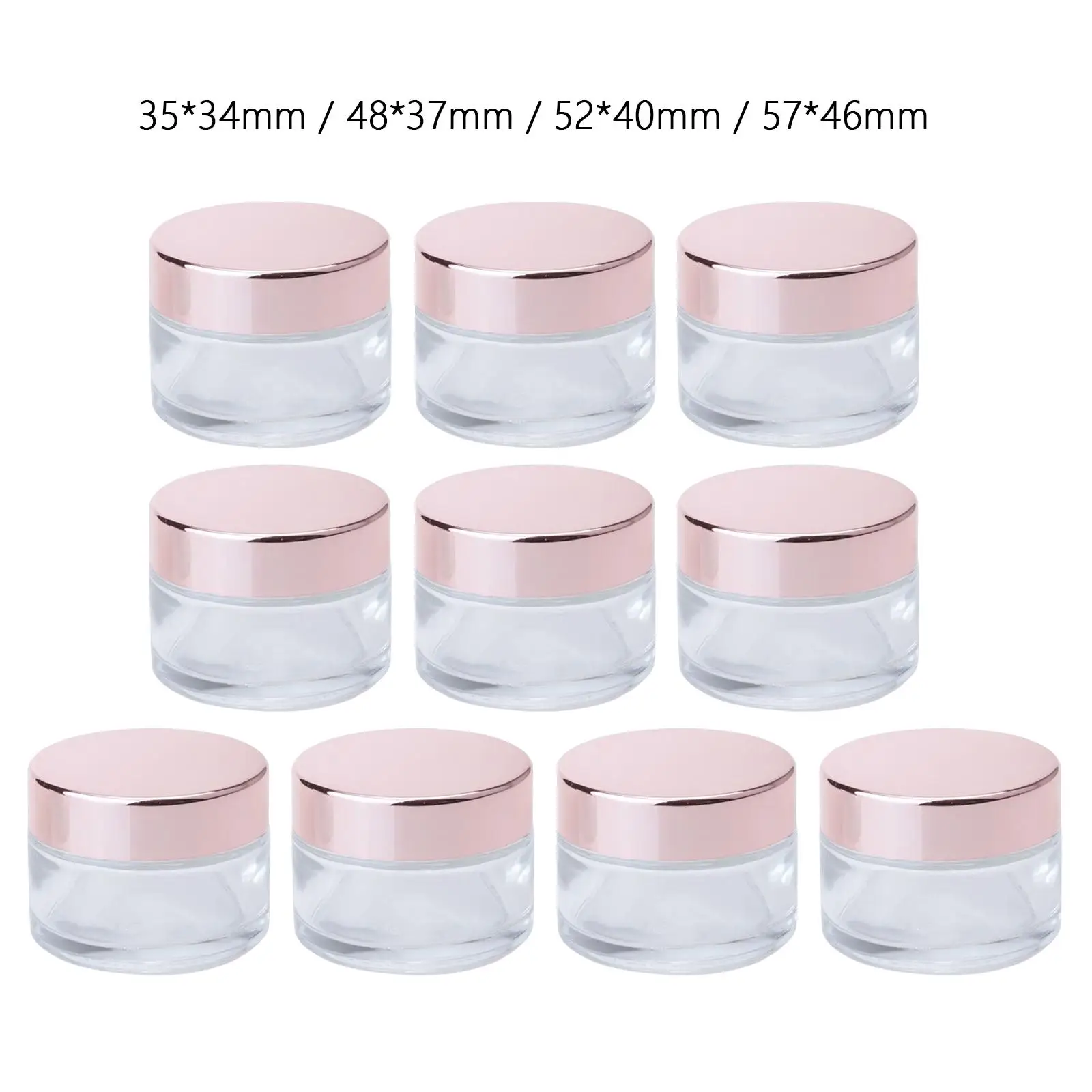 10x Empty Cosmetic Container Bottles Glass Jars Vials with Lids Round Cream Pot for Skin Care Remover Creams Eye Shadow Lotion