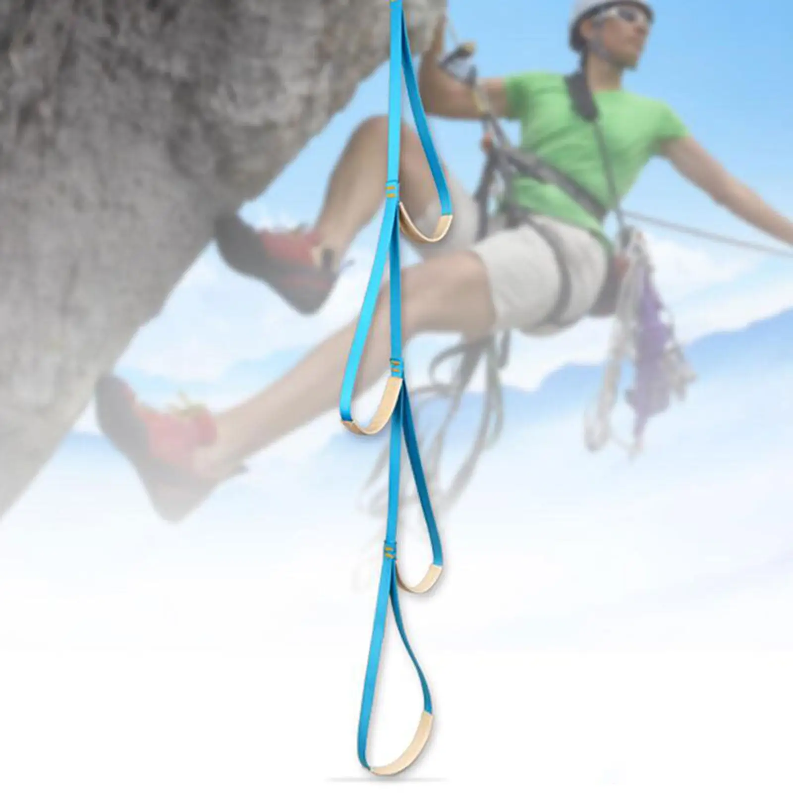 4 steps Climbing Rope Ladder Wear Resistant Webbing Ladder 3.6ft Climbing Strap Ladder for Caving