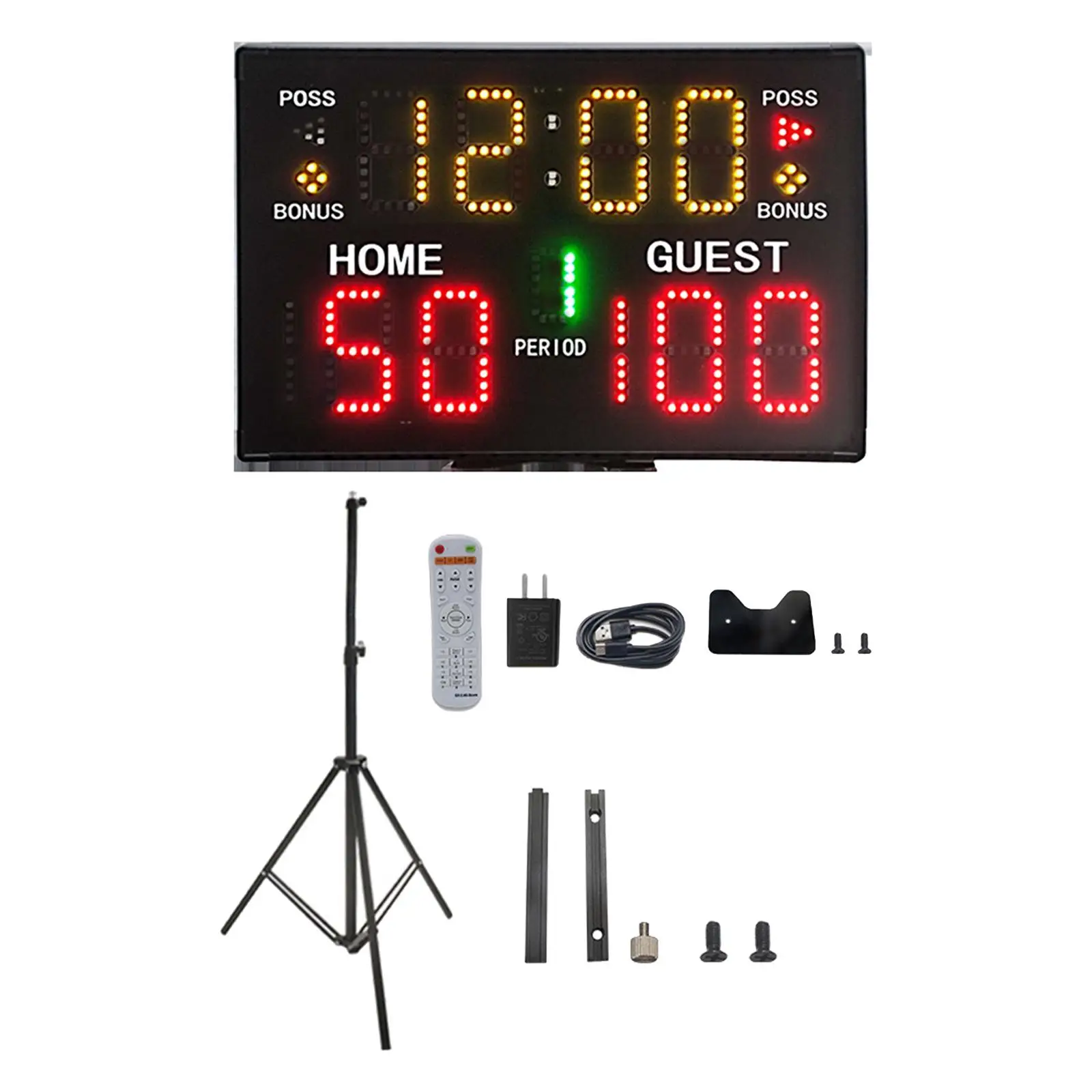 Portable Digital Scoreboard Score Clock Tripod Mount LED Display 98ft Control Distance for Tennis Boxing Indoor Volleyball