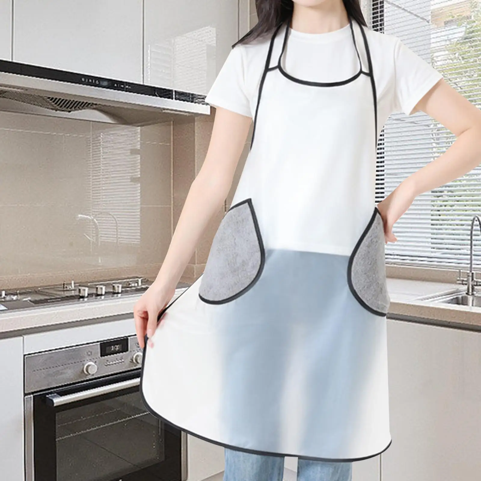Cooking Apron Baking Apron with Hand Wipe Pockets for Restaurant, Salon Durable Oil Proof BBQ Apron Grilling Apron Works Apron