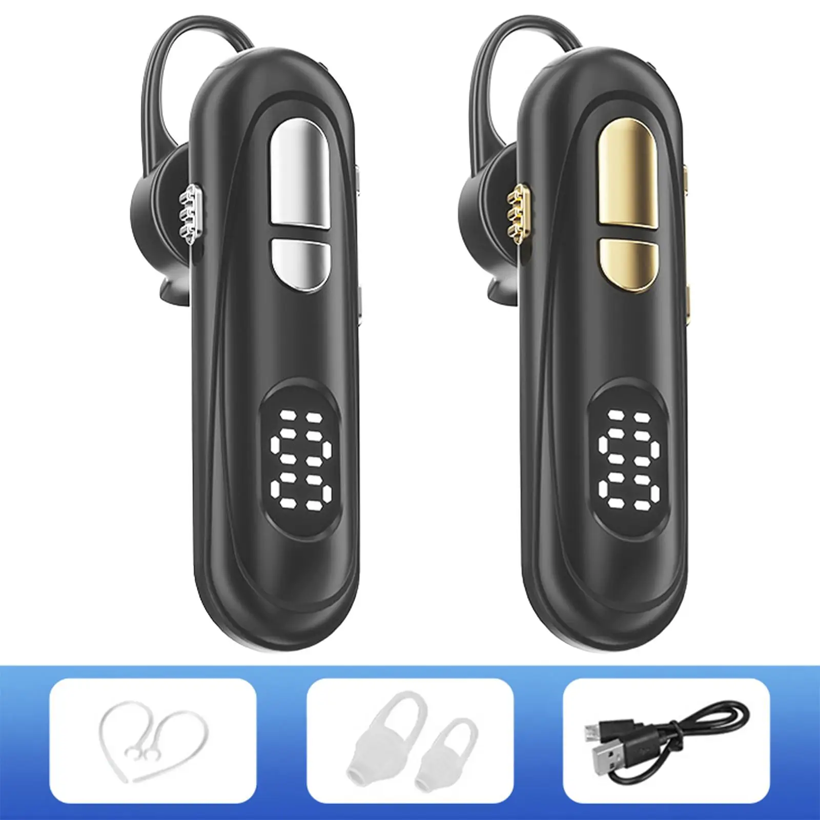 Wireless Bluetooth Earphone V5.1 Multifunctional Digital Capacity Display Handsfree Noise Cancelling Earbuds Earpiece for Office