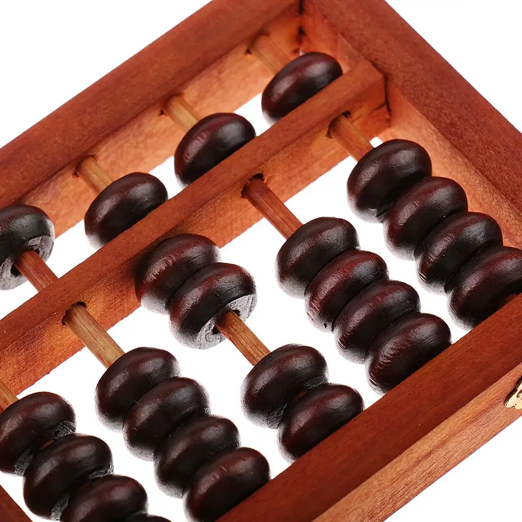 5 Columns Wooden Beads Abacus w/Storage Box Arithmetic Math Counting Kid Toy