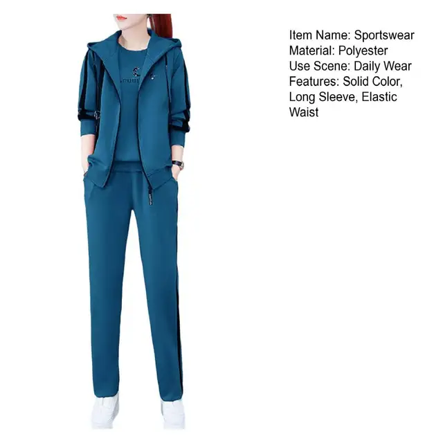 3Pcs Stylish Women Tracksuit Suit Women Sportswear Round Neck