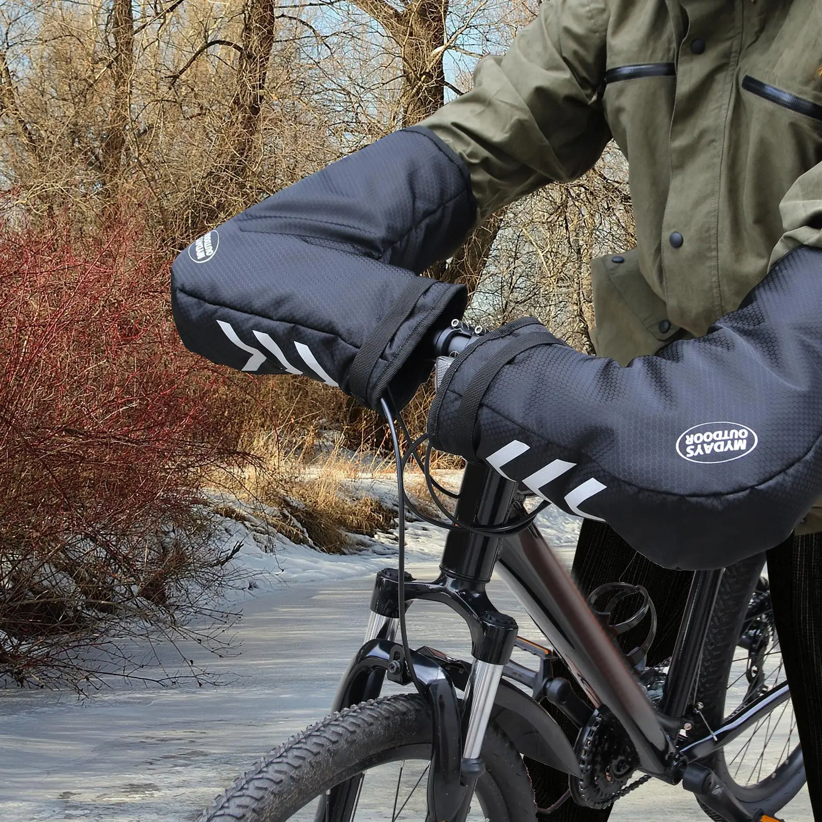 Winter Handlebar Mitts Rainproof Reflective Strip for Bicycle Bike