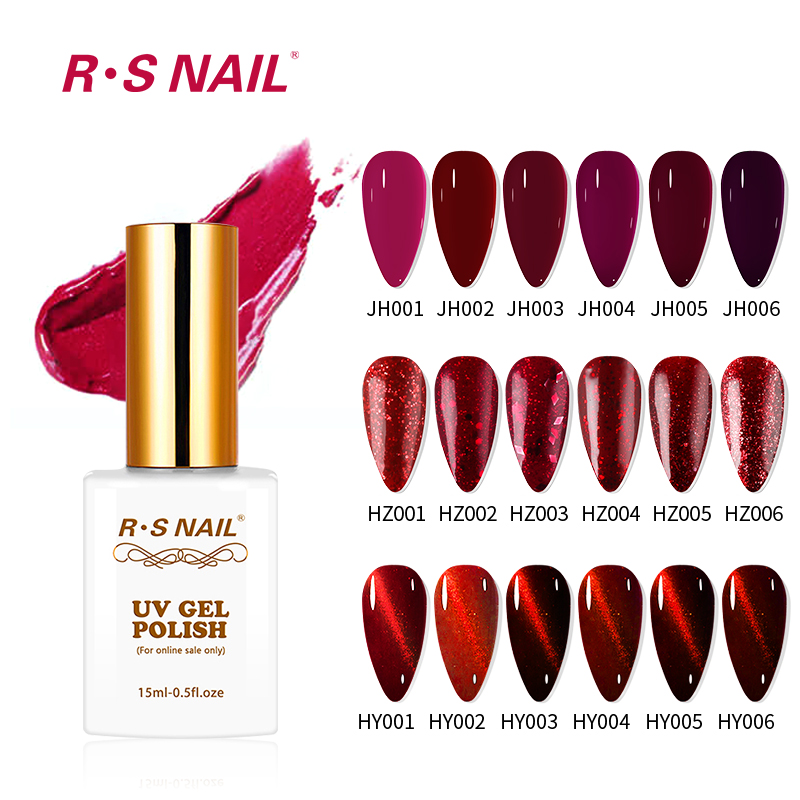 Best of RS Nail 15ml Gel Nail Polish Bungundy Red Varnish Flame Cat&#039;s Eye Christmas Series Color Gel Nail DIY Nail Art Manicure Gellak Reviews & Tips