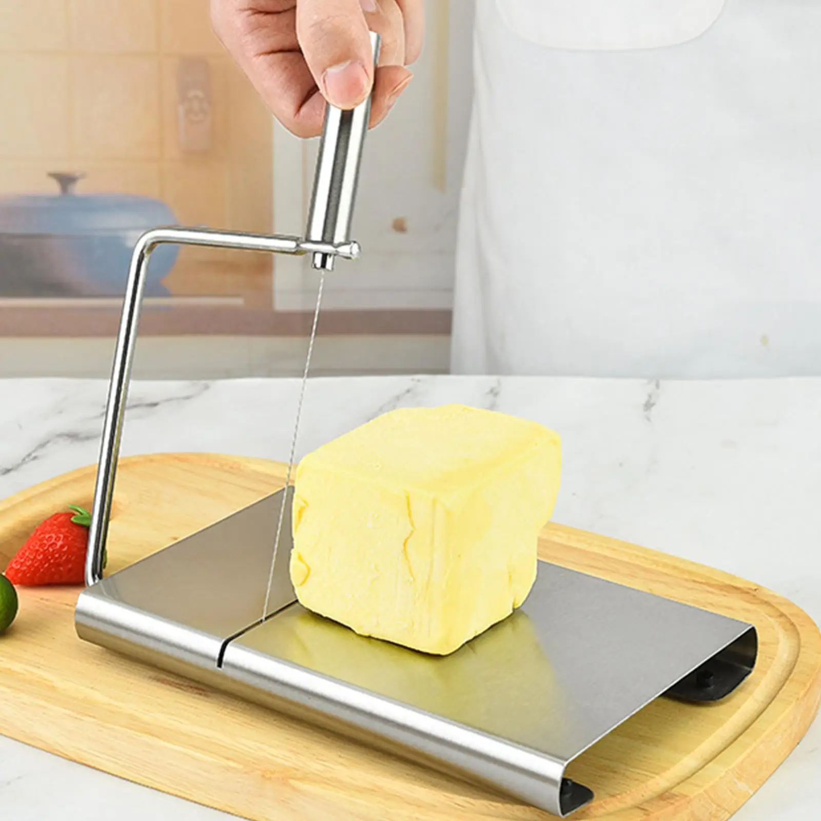 Cheese Slicer Board Heavy Duty Kitchen Gadgets Multipurpose Cheese Board with Wire Cutter Cheese Block Slicer for Home Kitchen