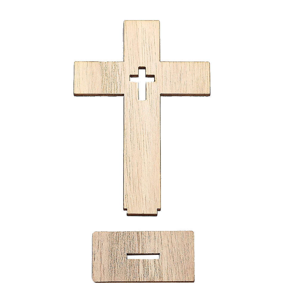 Description Picture 3 of item12PCS Wooden Crosses Standing Candlestick Projection Jesus Crucifix Christian Baptism Table Centerpieces First Communion Decor