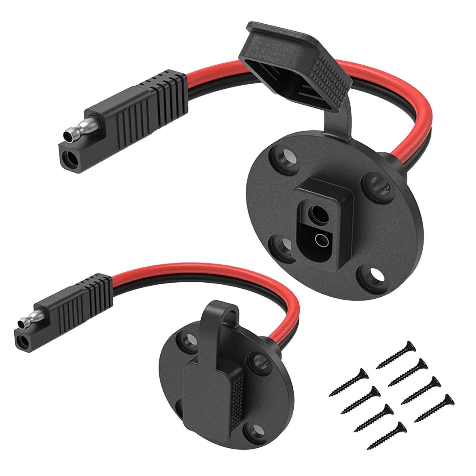 2 Pieces SAE Socket 2 Holes Motorcycle 30A SAE Connector 12AWG Accessory Quick Connect Disconnect Flush-mountable Extension Cord