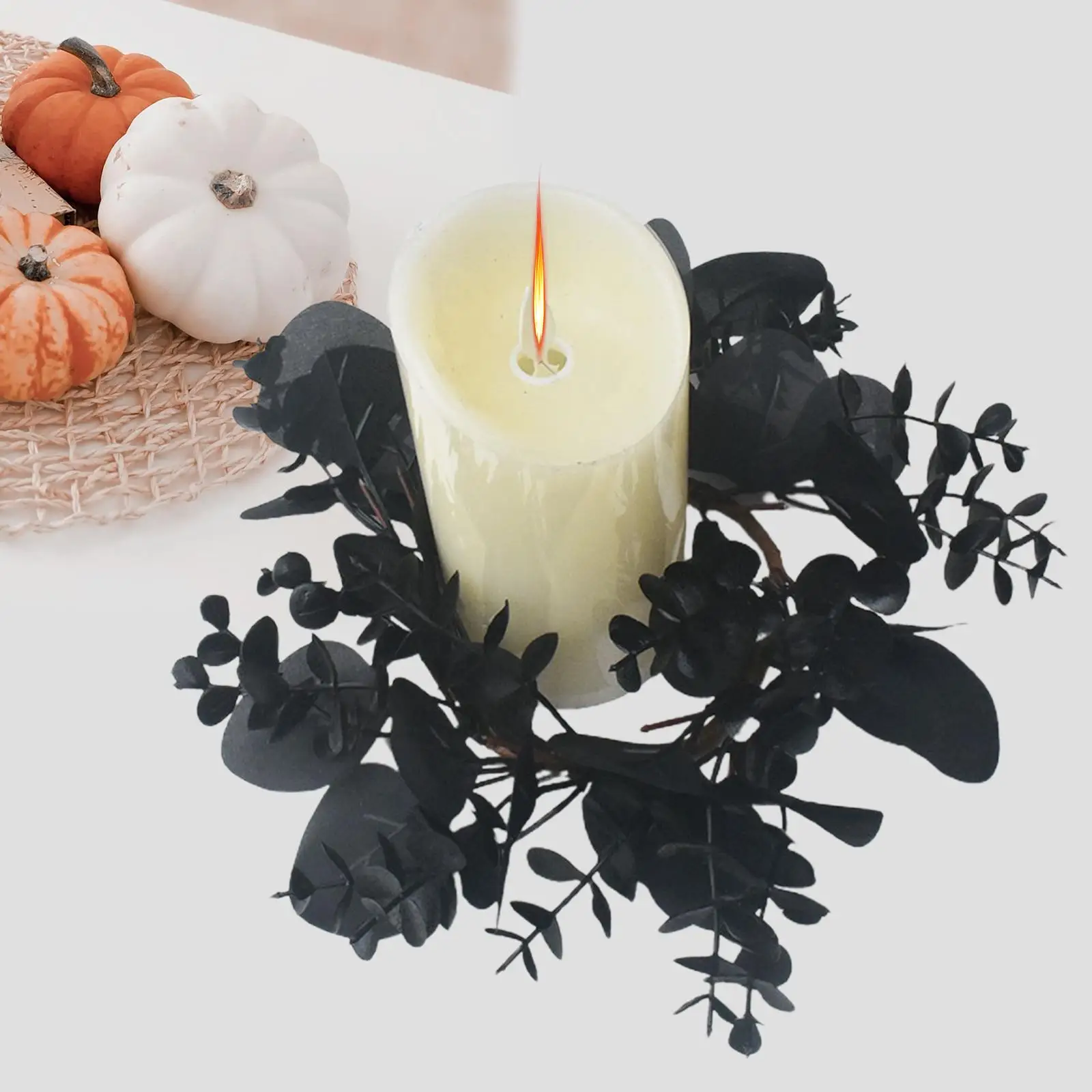 Candle Holder Decorative Rings Tabletop Candlestick Holder Candle Rings Wreaths Halloween for Party Dining Room Farmhouse Fence
