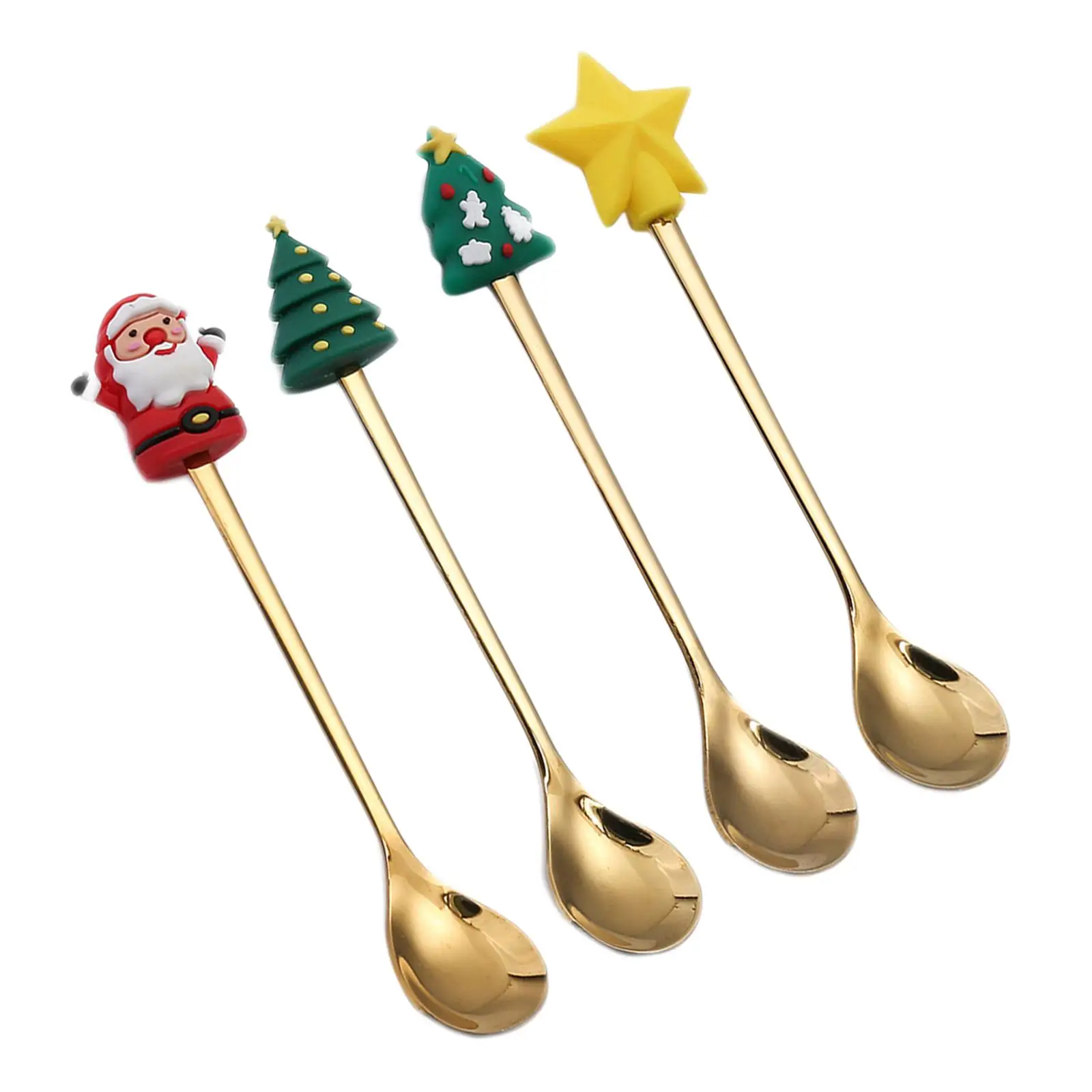 4Pcs Christmas Table Decorations Soup Dessert Spoon Tea Spoons decor Coffee Stirring Spoon for Daily Use Party Xmas