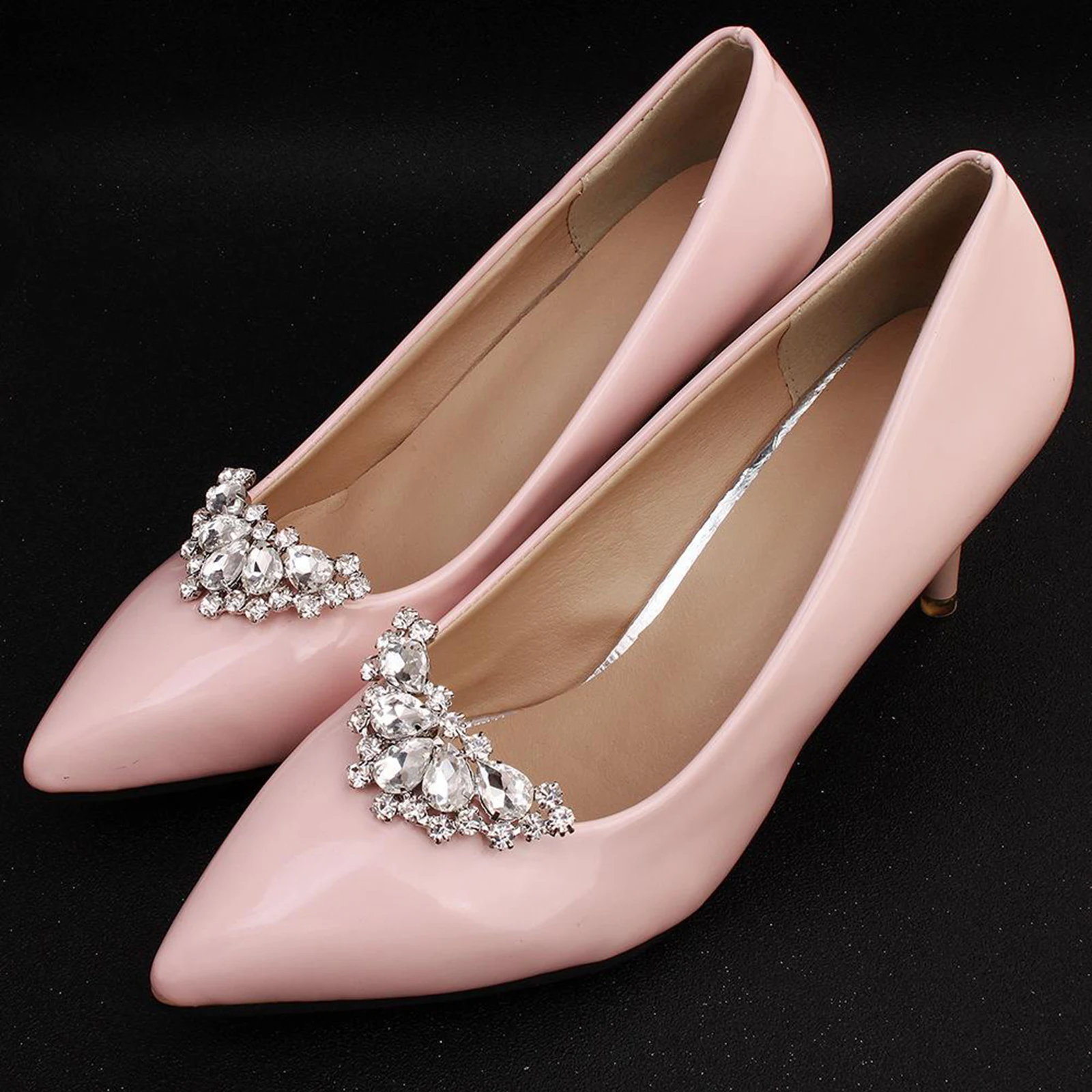 Pair Crystal Shoe Clips Patch Charm Tone Buckle Wedding Bridal Party Decorations