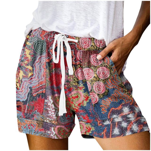 Summer Solid Color Drawstring Hot Pants Casual Elastic Waist Shorts Beachwear La - Foto 8