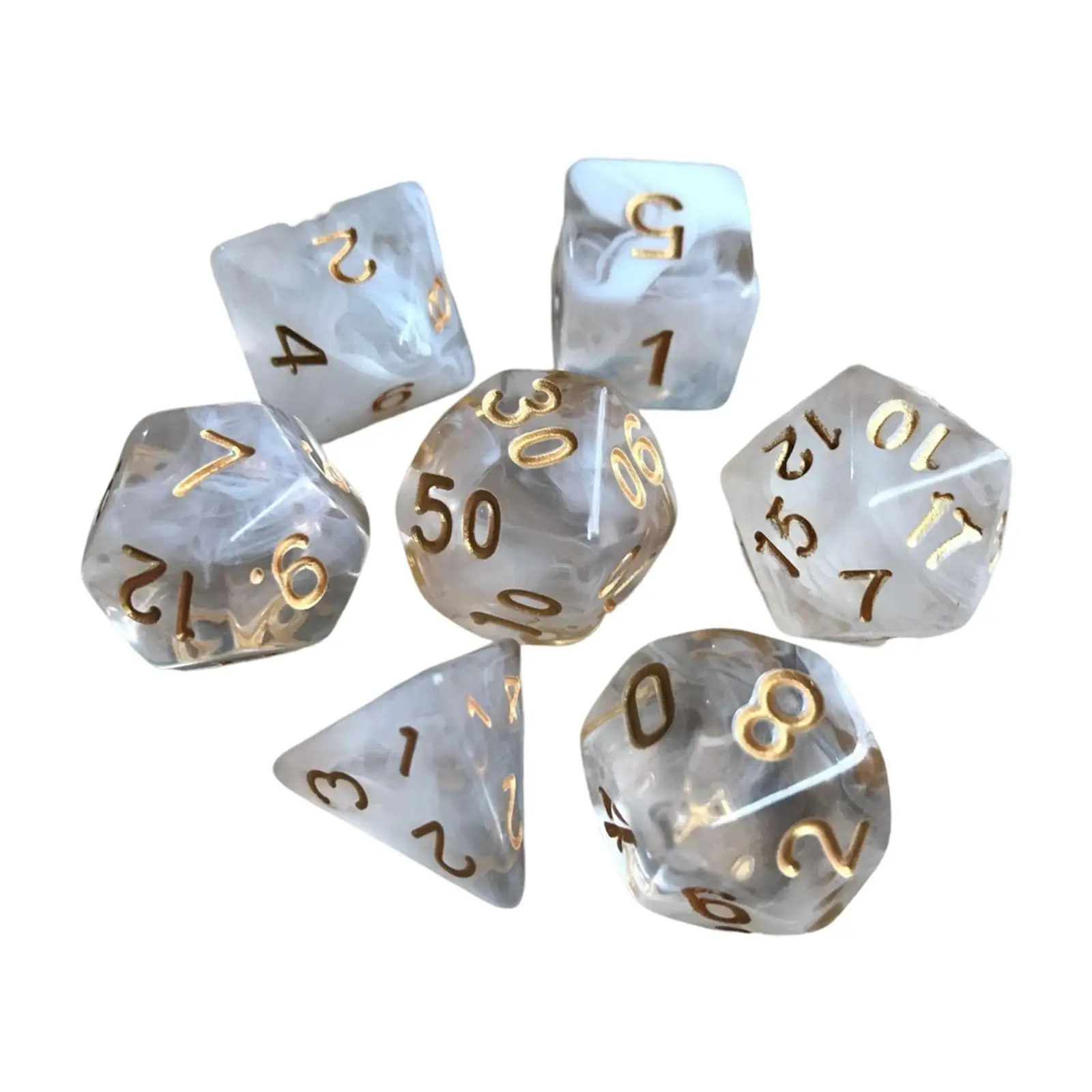 7x Acrylic Polyhedral   Game for  Game Table Board Math Teaching