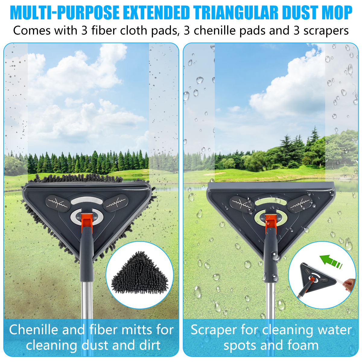 Швабра треугольная для сухой и влажной уборки, регулируемая длина, 360 ° |  AliExpress