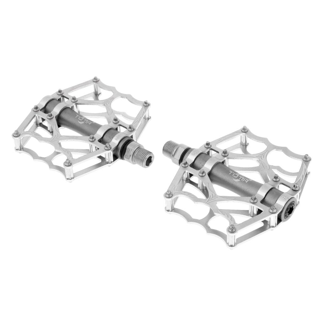 2pcs Road Mountain Bike Platform Pedals Flat Alloy Sealed Bearing 9/16`` Red