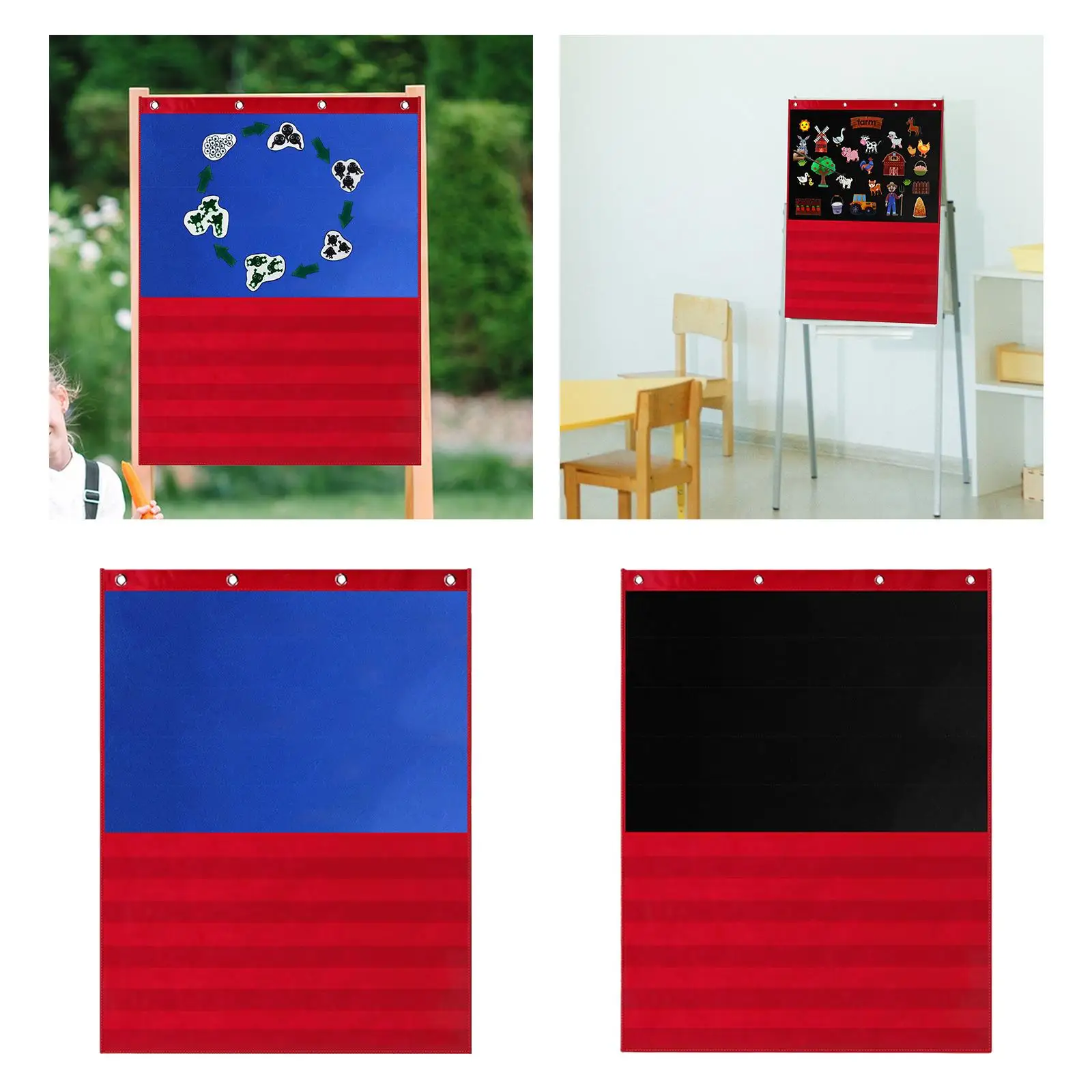 Pocket Chart for Kids Learing, Felt Story Board Kits Montessori Educational Wall or Door Hanging, Kindergarden Learning Chart