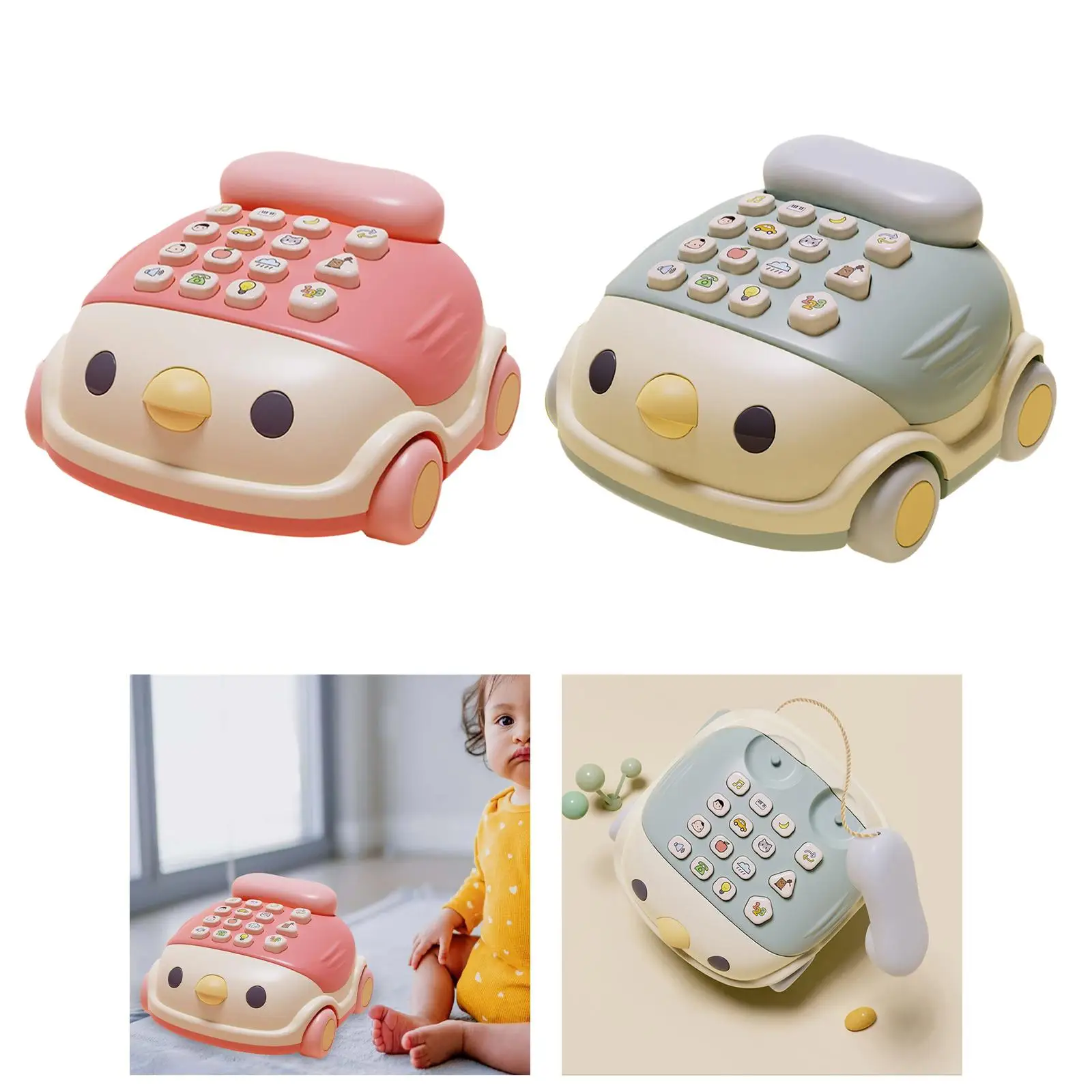Creative Baby Telephone Toy Musical Toy 12 Function Enlightenment Education for Baby