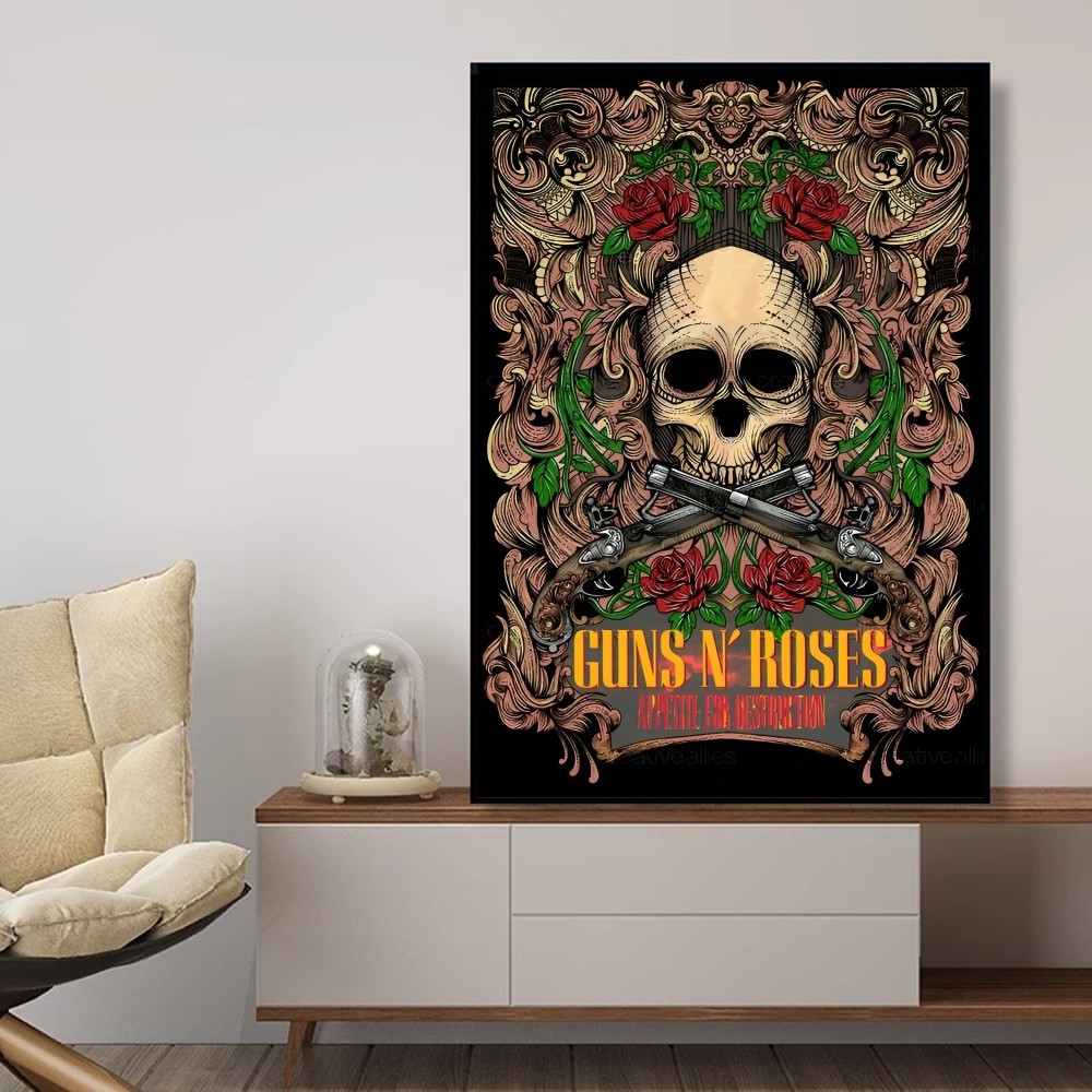 Vintage Rock Music Band G-Guns N Roses Classic Anime Poster Fancy Wall Sticker Living Room Decoration Decor Art Wall Stickers