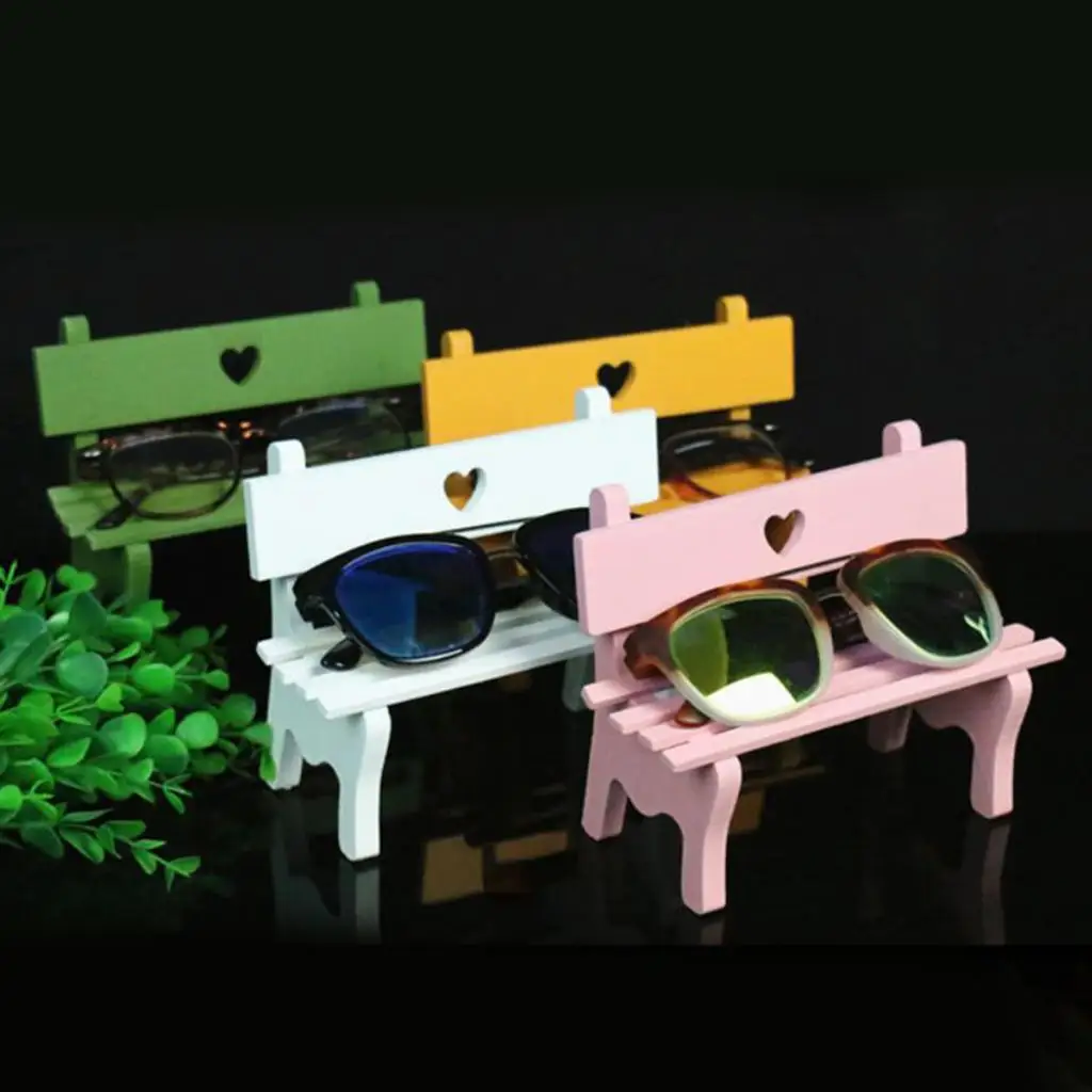 Wooden Bench Eyeglass Glasses Display Stand Holder Organizer