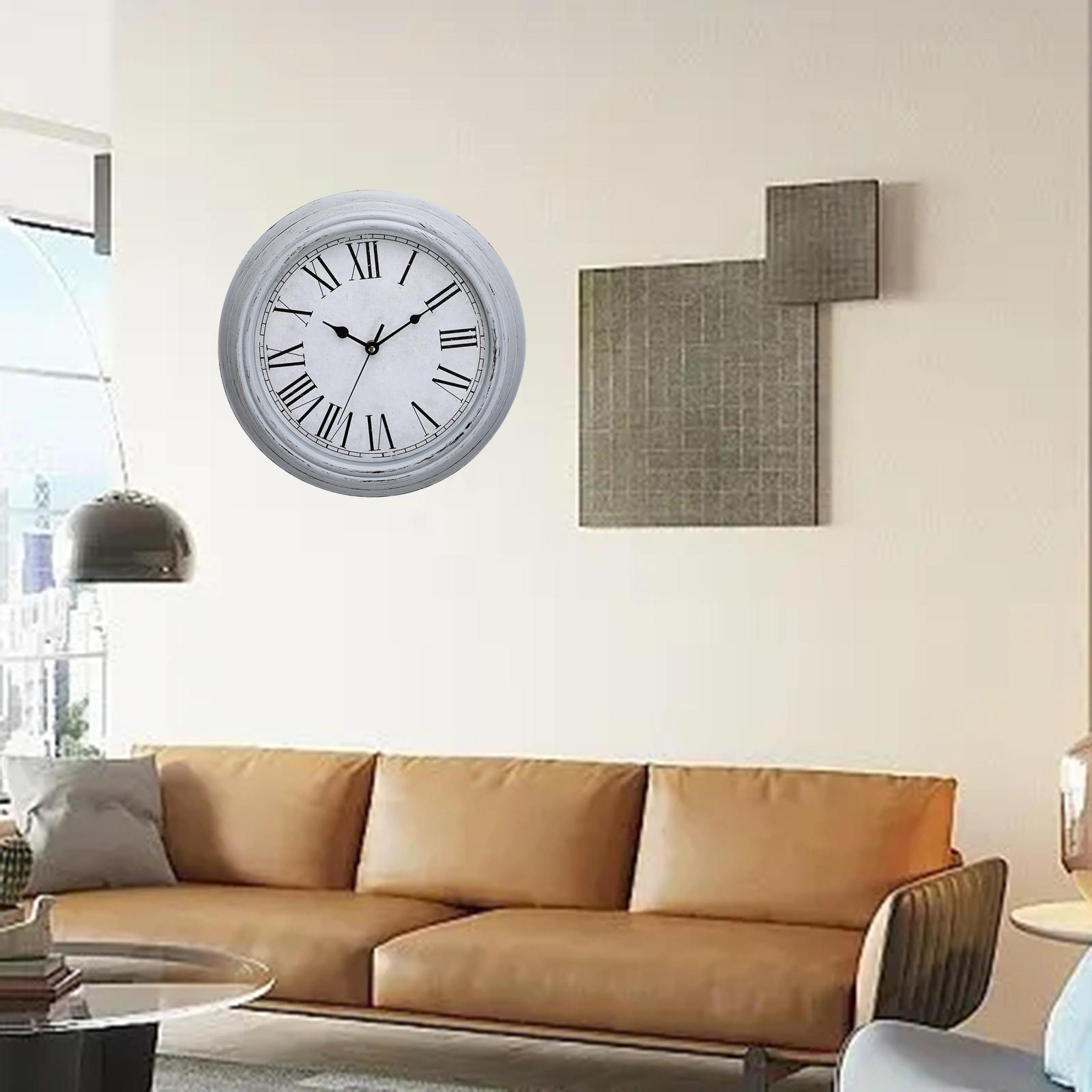 Vintage Wall Clock Non Ticking 12 Inch Quiet for Living Room