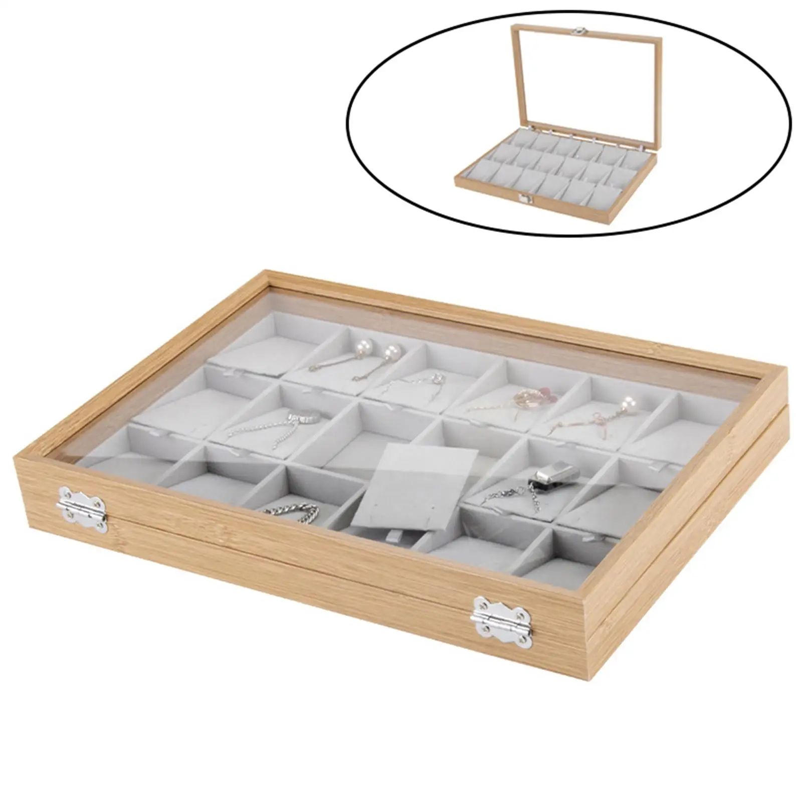 18 Grids Earrings Necklace Jewelry Display Storage Organizer Tray Holder