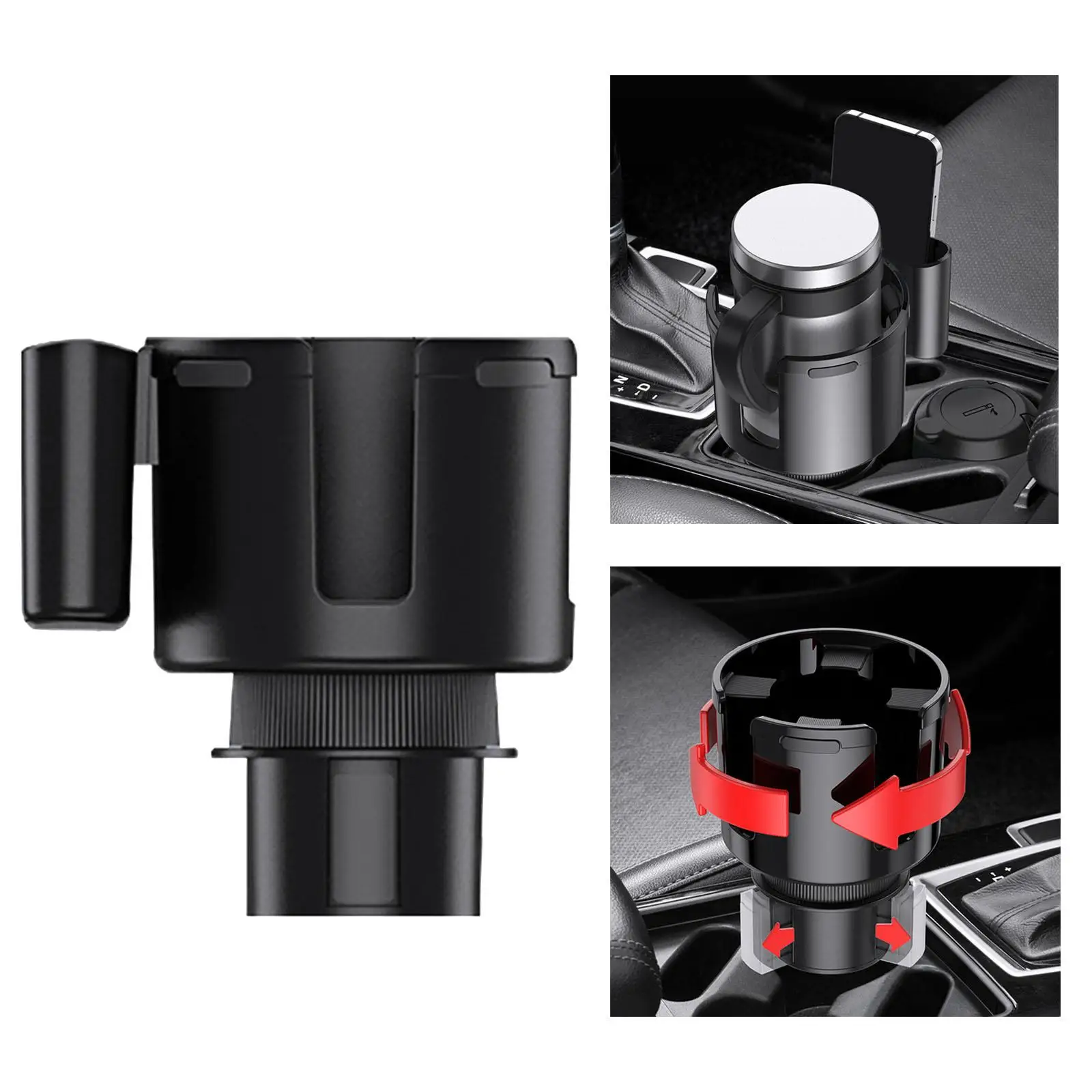 Car Cup Holder Expander Adapter with Phone Stand Universal Rack 2 in 1 for Vehicle Spare Part Durable Replace Accessory
