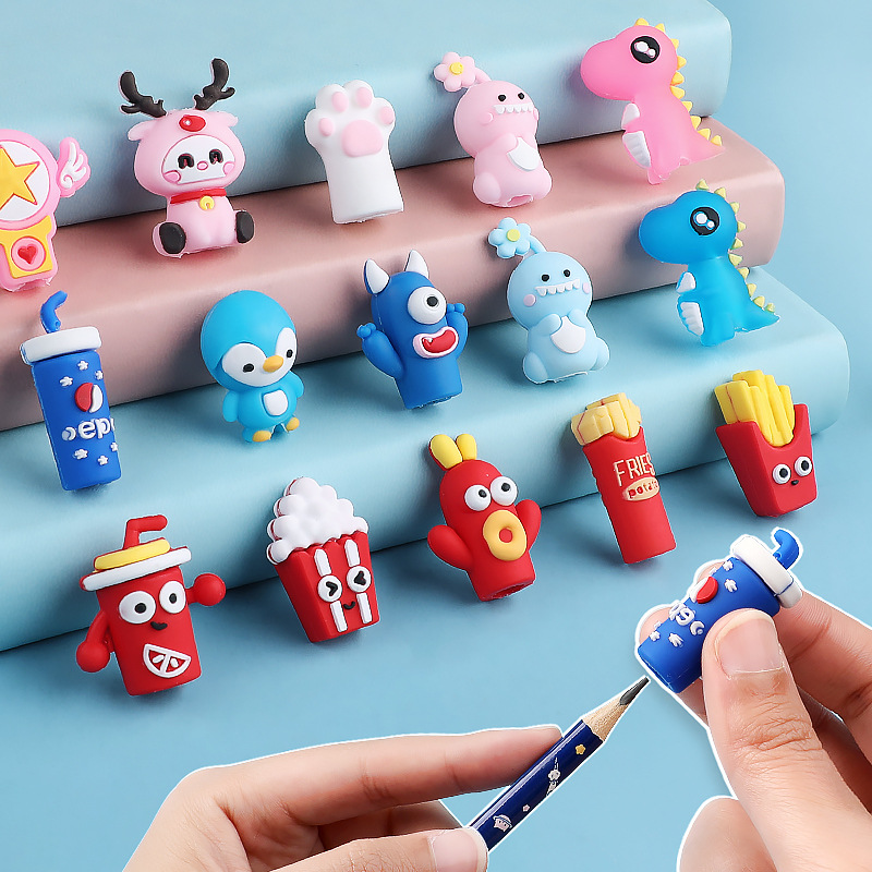 5/6 stücke Nette Bleistift Kappe Silikon Touch Pen Abdeckung Kawaii Bleistift Extender Koreanische Schreibwaren Kinder Geschenke Schule Bürobedarf – Detail 1