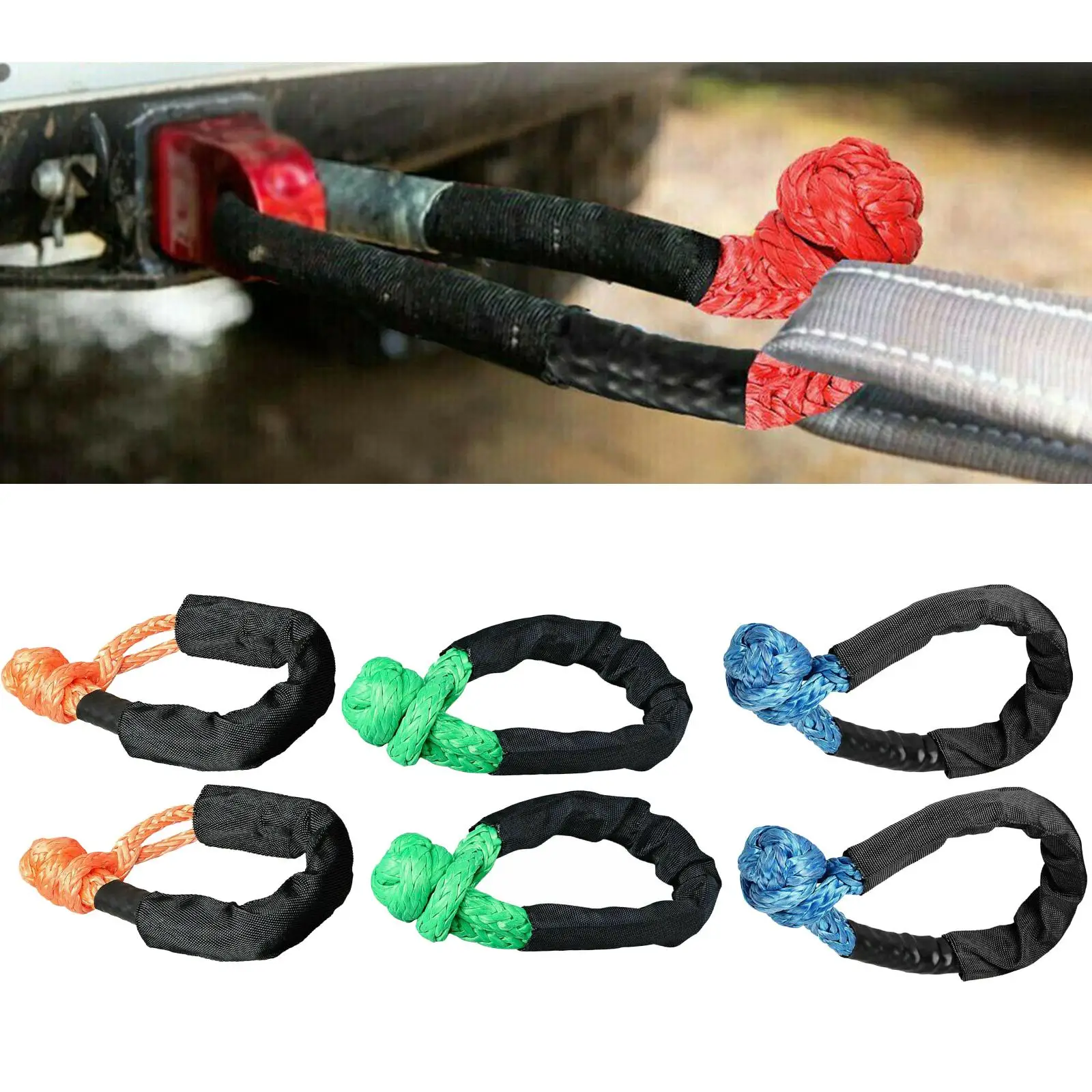 2pcs Synthetic Soft Shackle Recovery for Sailing SUV ATV 4X4 Truck 