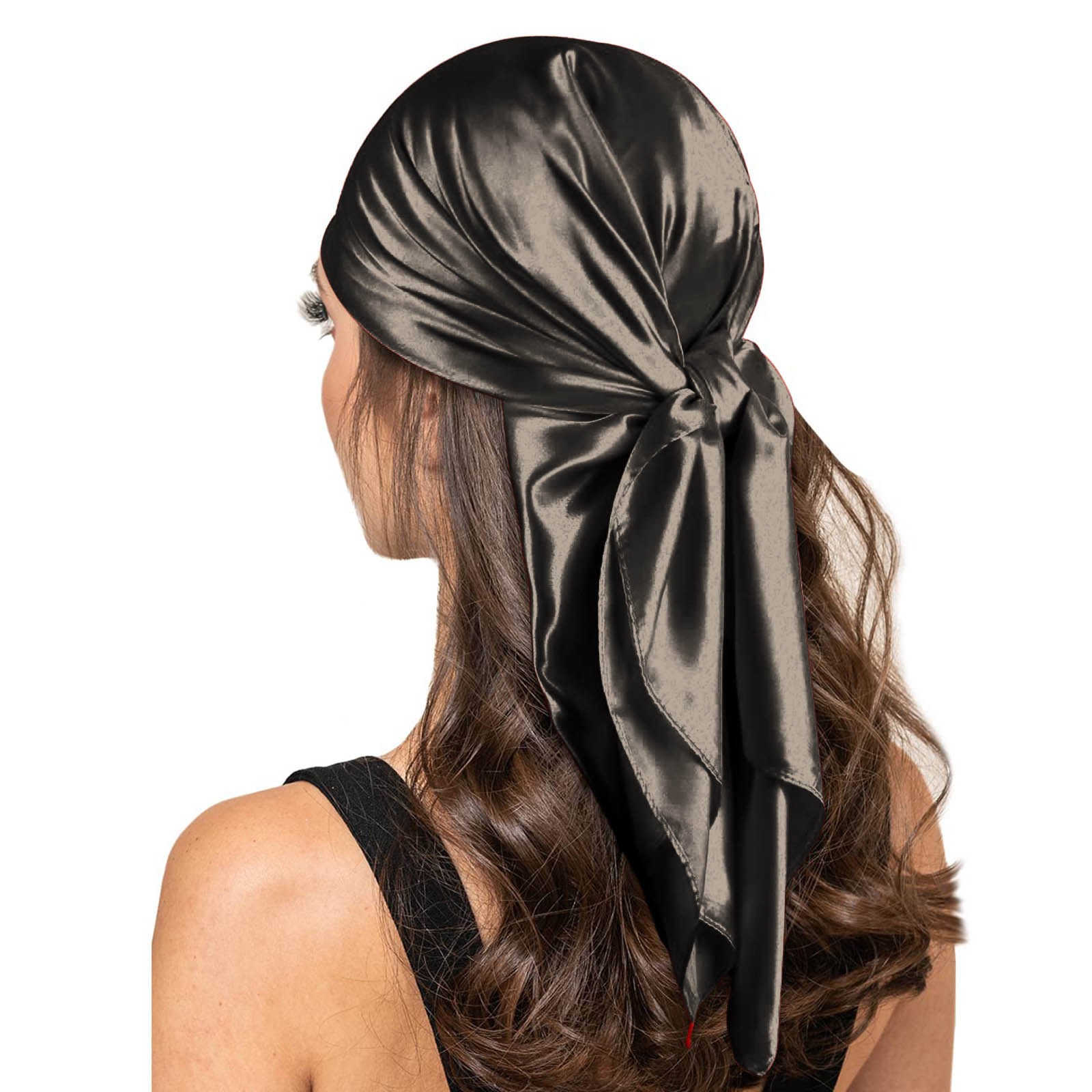 Women Fashion Solid Satin Square Head Scarf Lightweight Neck Scarves Hair Bandana Neckerchief Sweatband Youth Sequin Sweatband