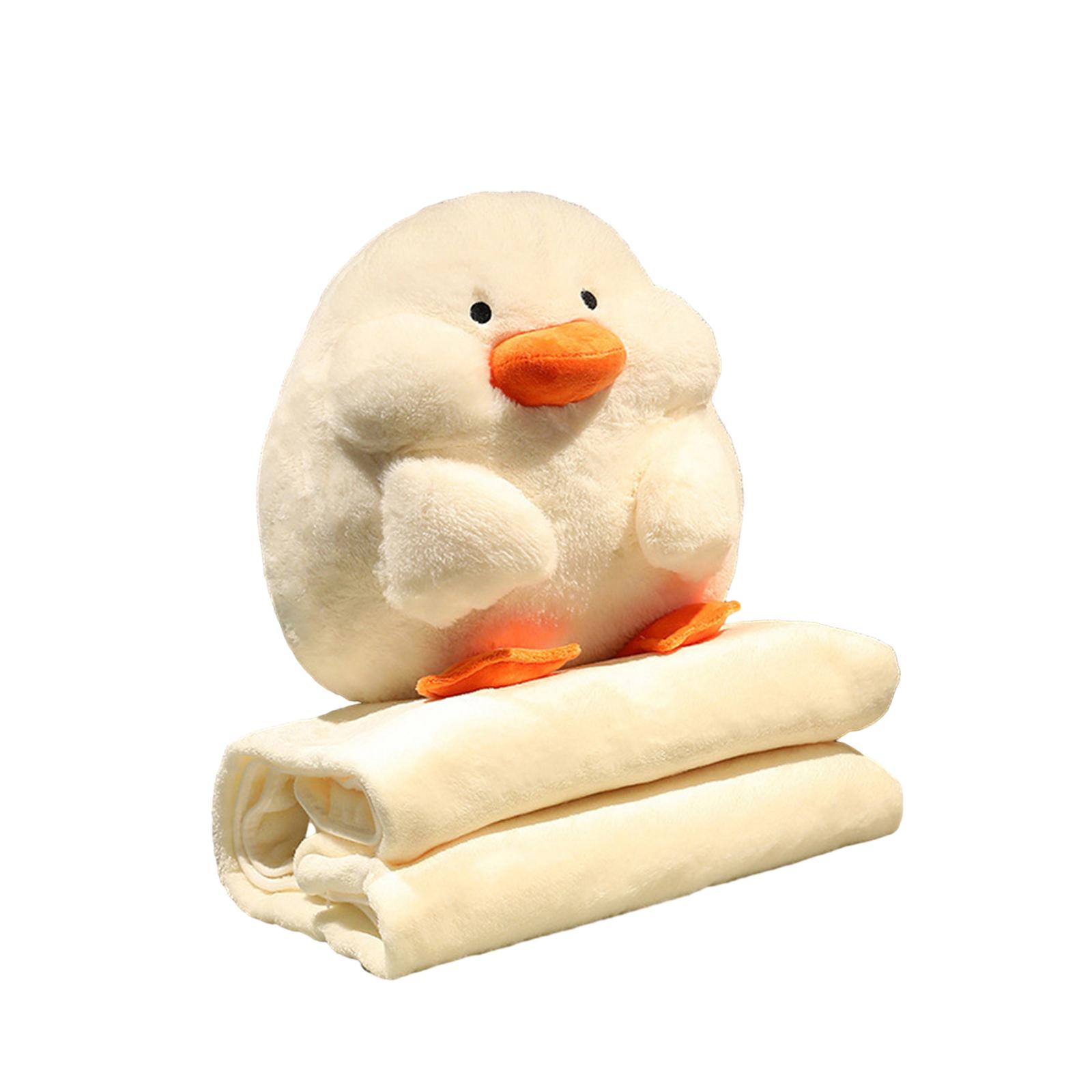 Duck Plush Pillow Hand Warmer with Blanket Sleeping Pillow for Car Room