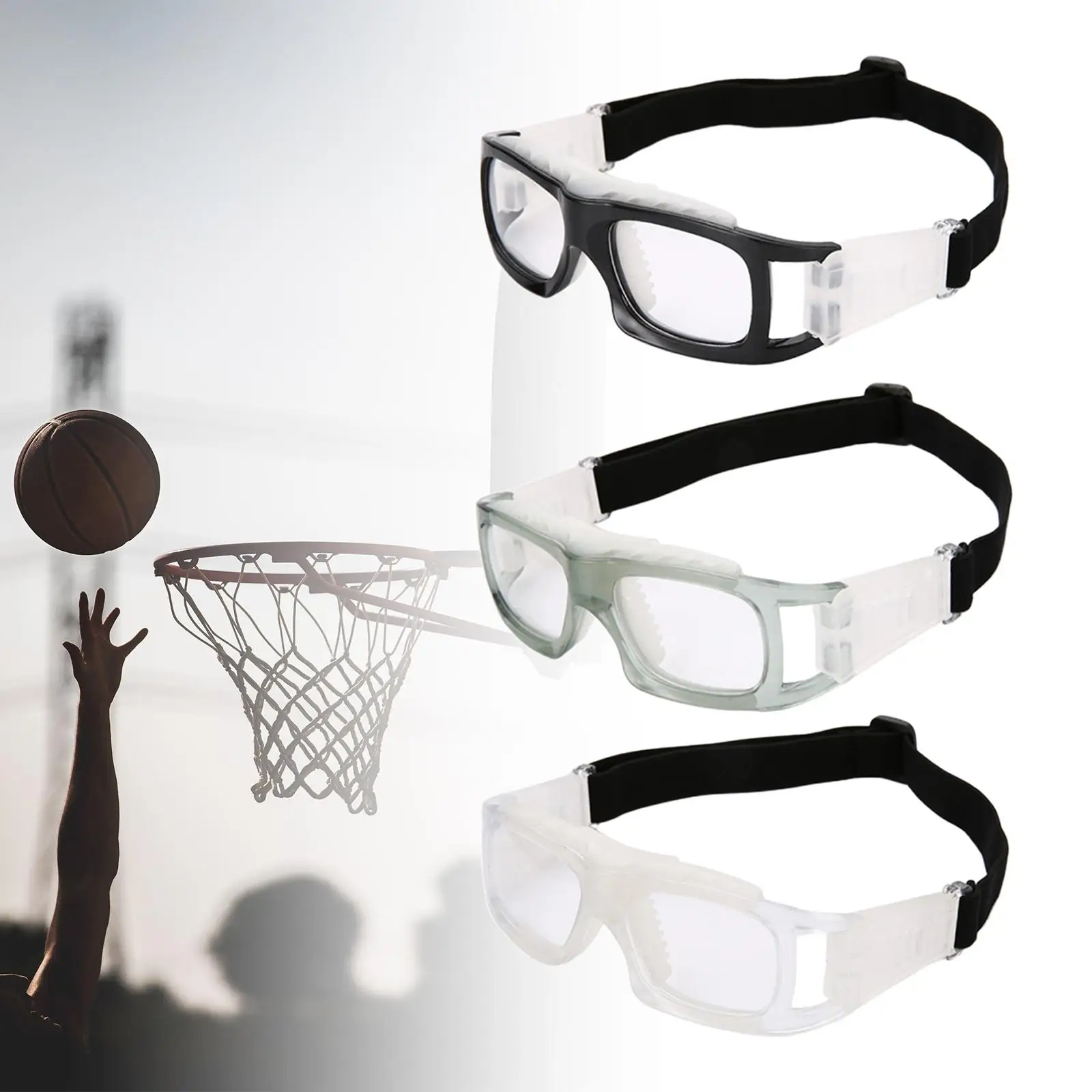 Basketball Glasses Ventilate Sweat with Elastic Adjustable Head Band Sports Eyewear Wearable Sports Goggles for Hiking Adults