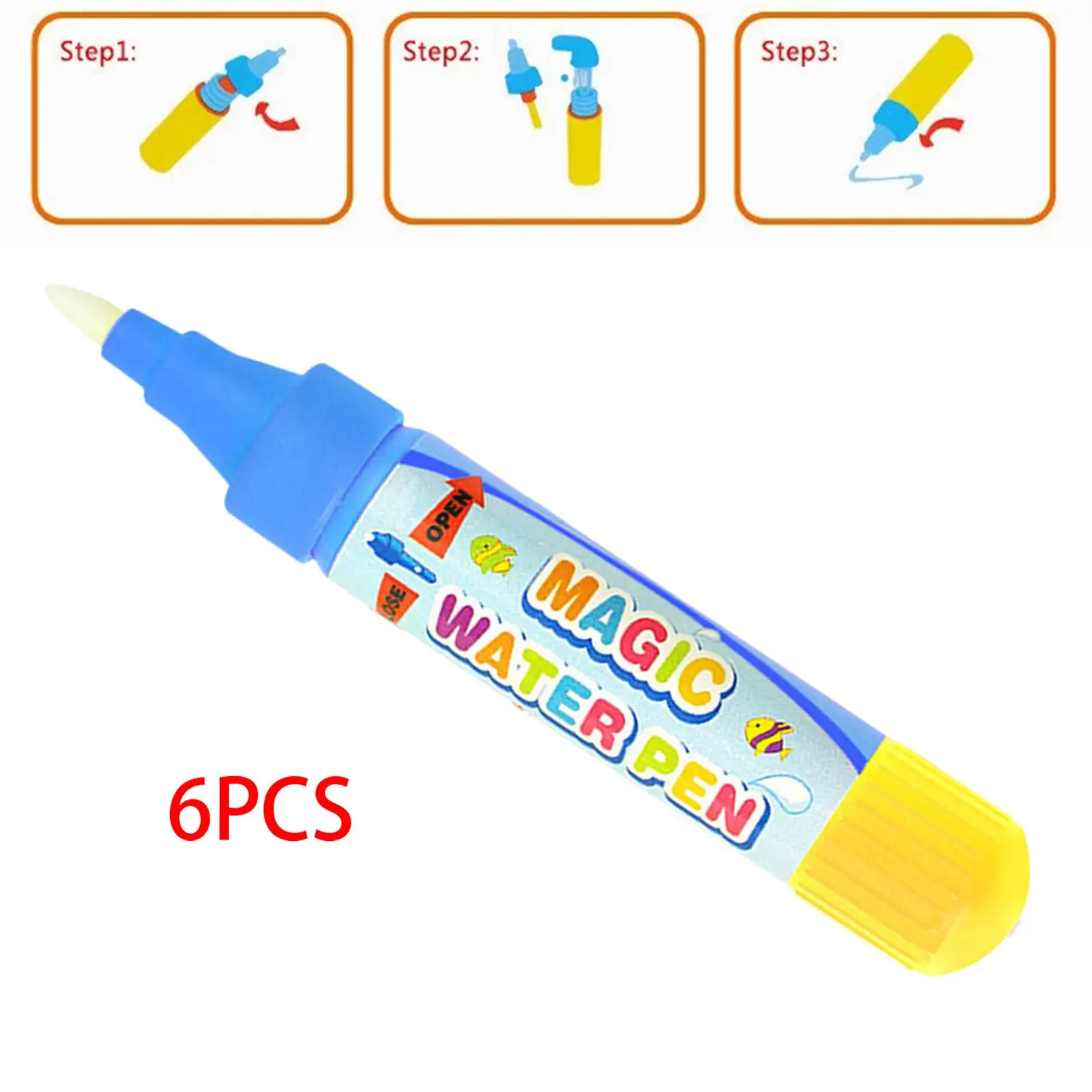 6Pcs Markers Pen Water Doodle Pens for Girls Boys Drawing Coloring Notebook