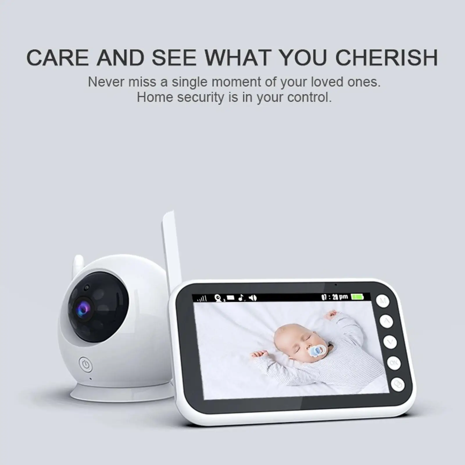 LCD Screen  Video Baby Monitor  Indoor Night  8 Lullabies for Parents  Humidity  Motion  US Plug