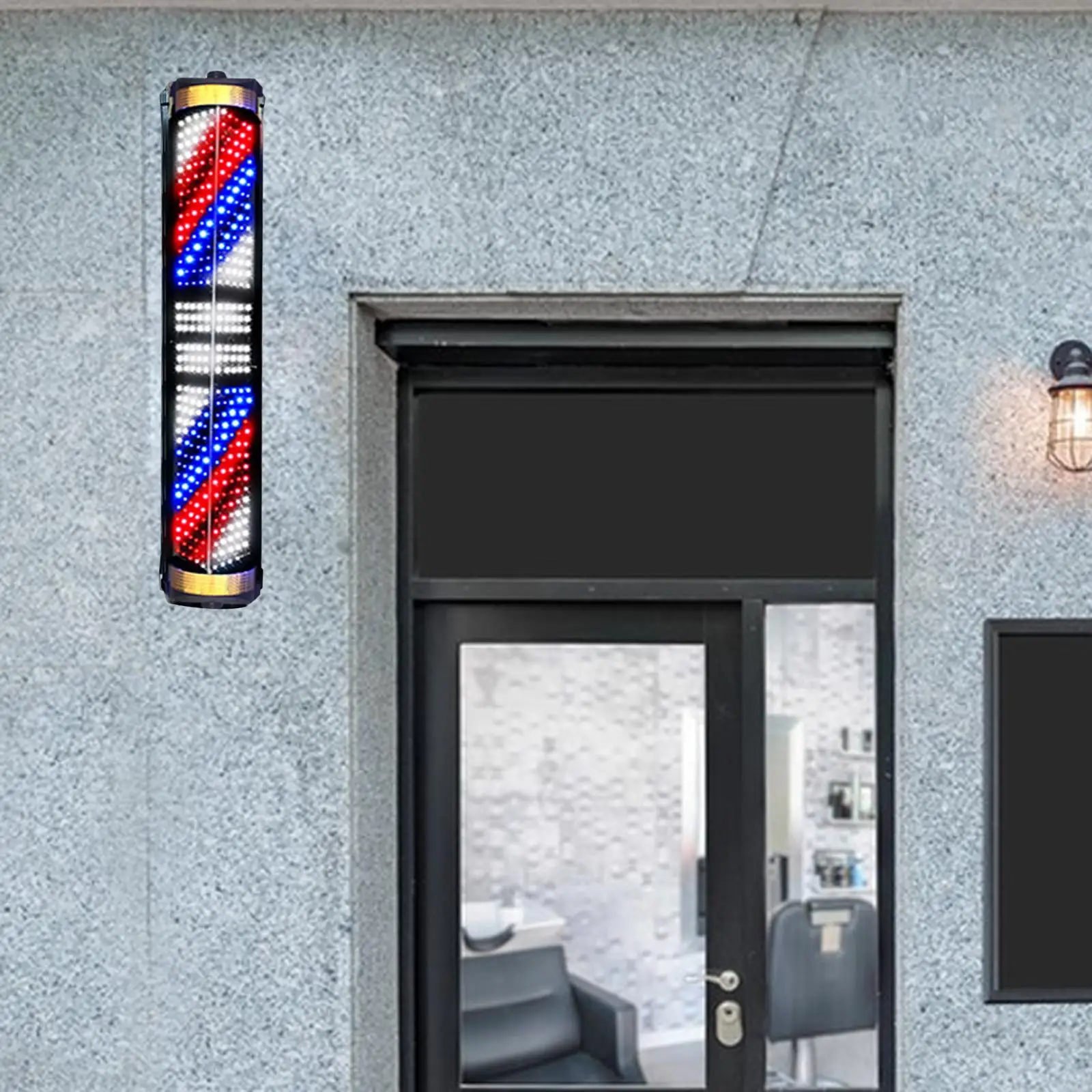 Rotating Pole LED Light Hairdressing Stripes Outdoor Barber Shop Sign Open