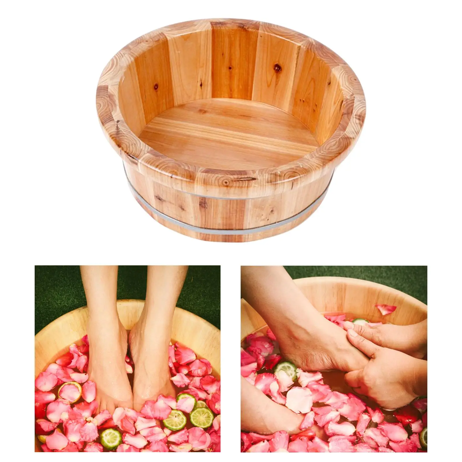 Cedar Wooden Foot Basin Tub Bucket for Foot Bath Massage Spa Sauna Soak Wood Foot Spa Bath Basin Tub