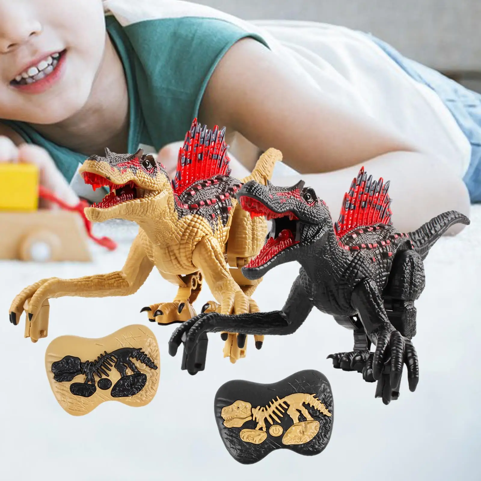 2.4G Remote Control Car Dinosaur Toy Prehistorical Animal Figure Electronic RC Dinosaur for Toddler Party Favor Kids