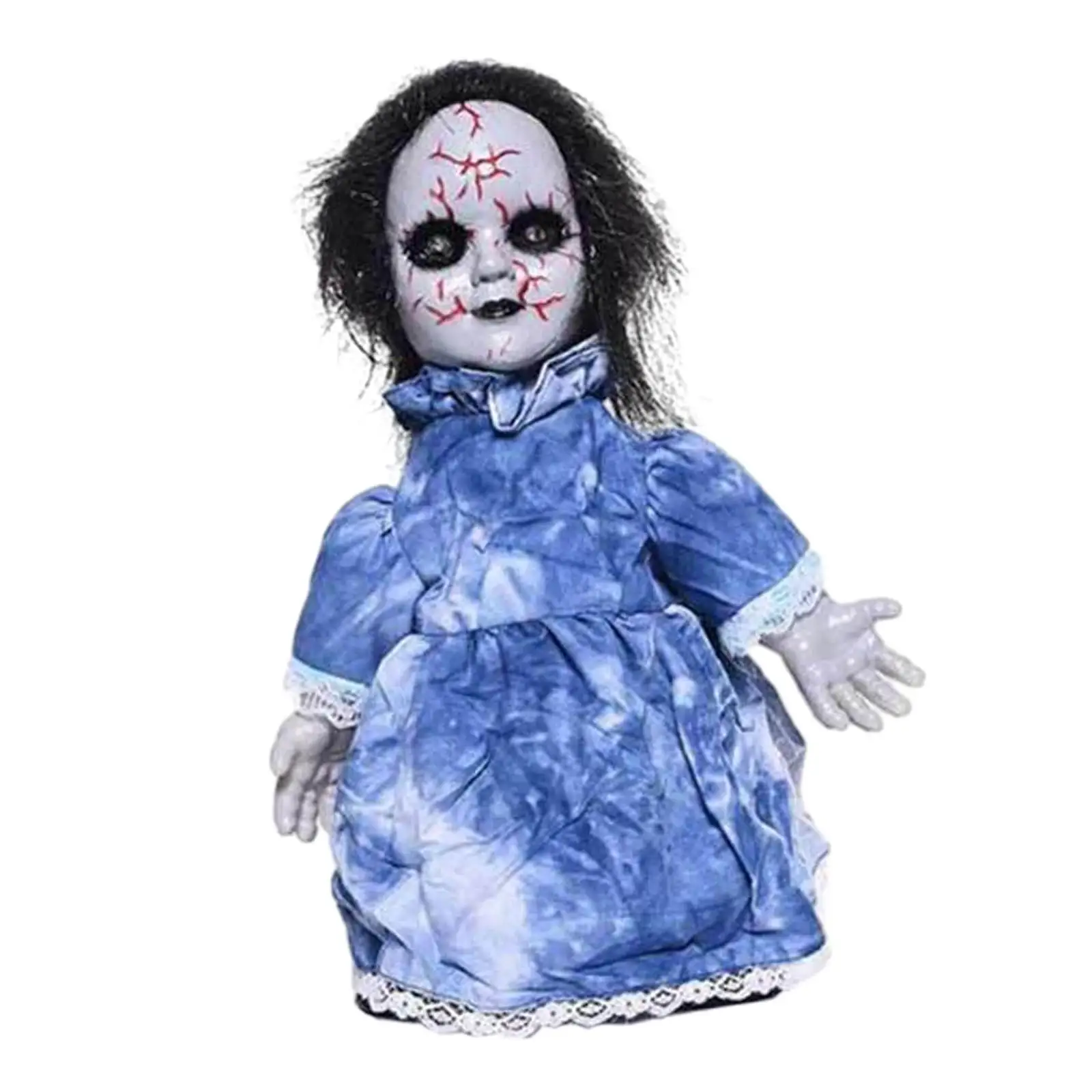 Halloween Baby Doll Terror Decoration Toy Sound and Touch Activated Haunted Doll for Indoor Outdoor Haunted House Halloween Bar