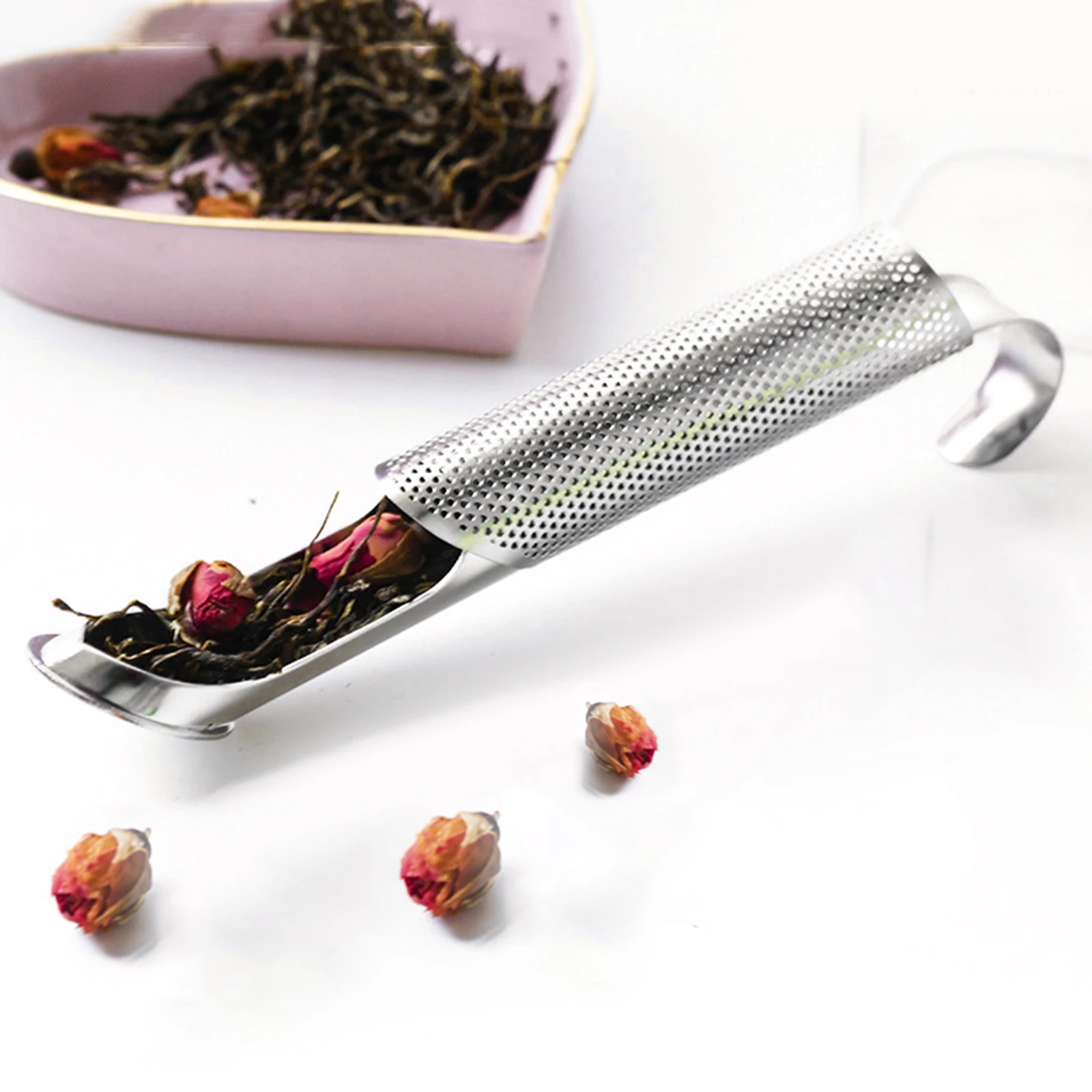 Stainless Steel Tea Strainer Stick  Reusable Convenient  Strainer Tea Diffuser for Office Scented Tea Loose Tea, Rose, Spices