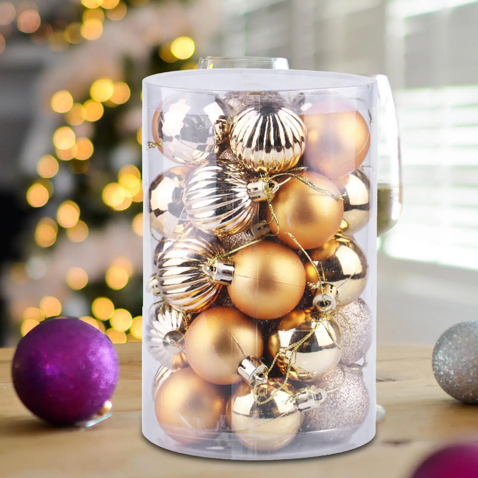 34x Shatterproof Christmas Balls Decorative Pendants Christmas Ornaments Set for Engagement Holiday New Year Indoor Party