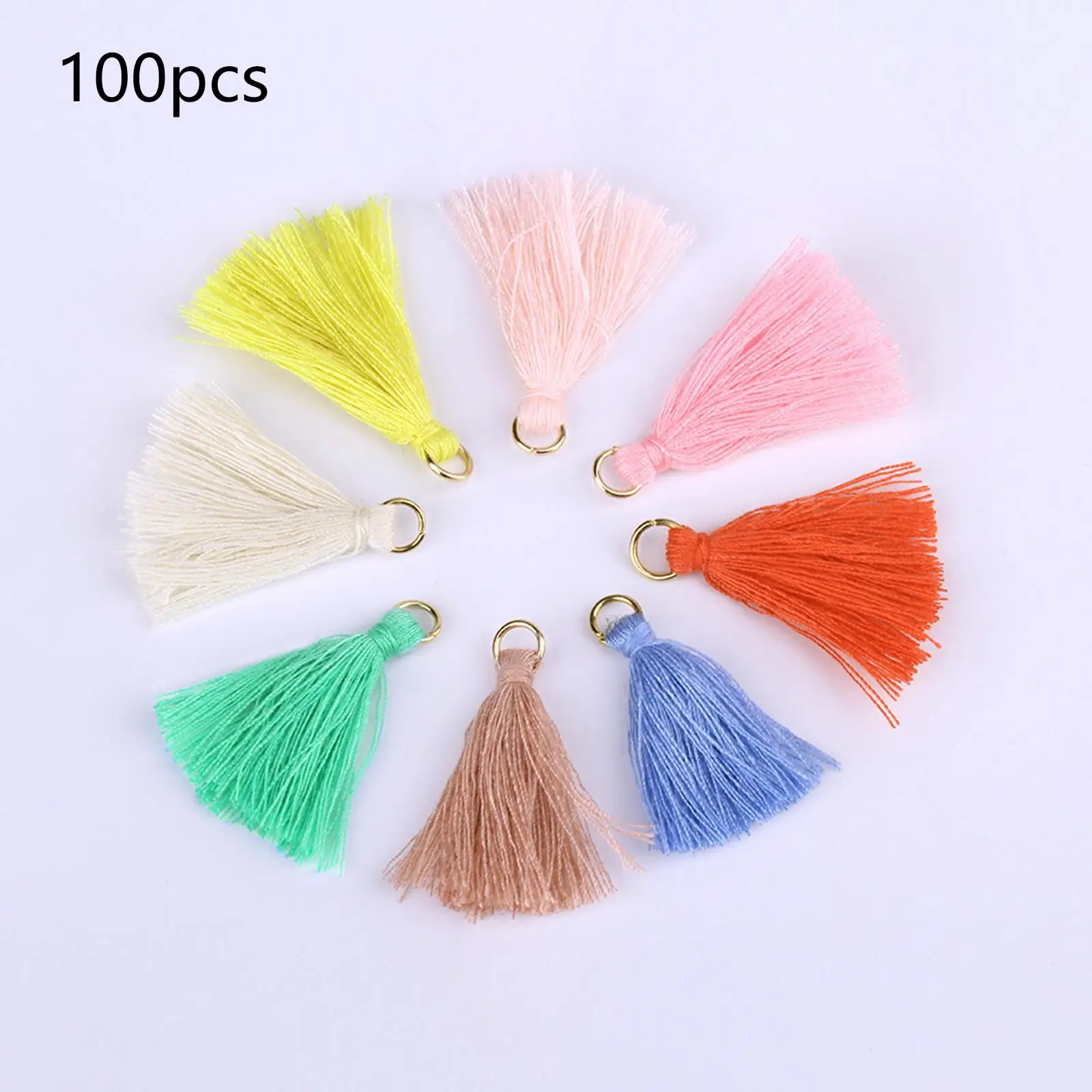 100Pcs Color Mini Tssel Fringe Pendnt DIY Prty Hnging Ring Cords Tssel Trim Grments Curtins Jewelry Decor Tssels Lce