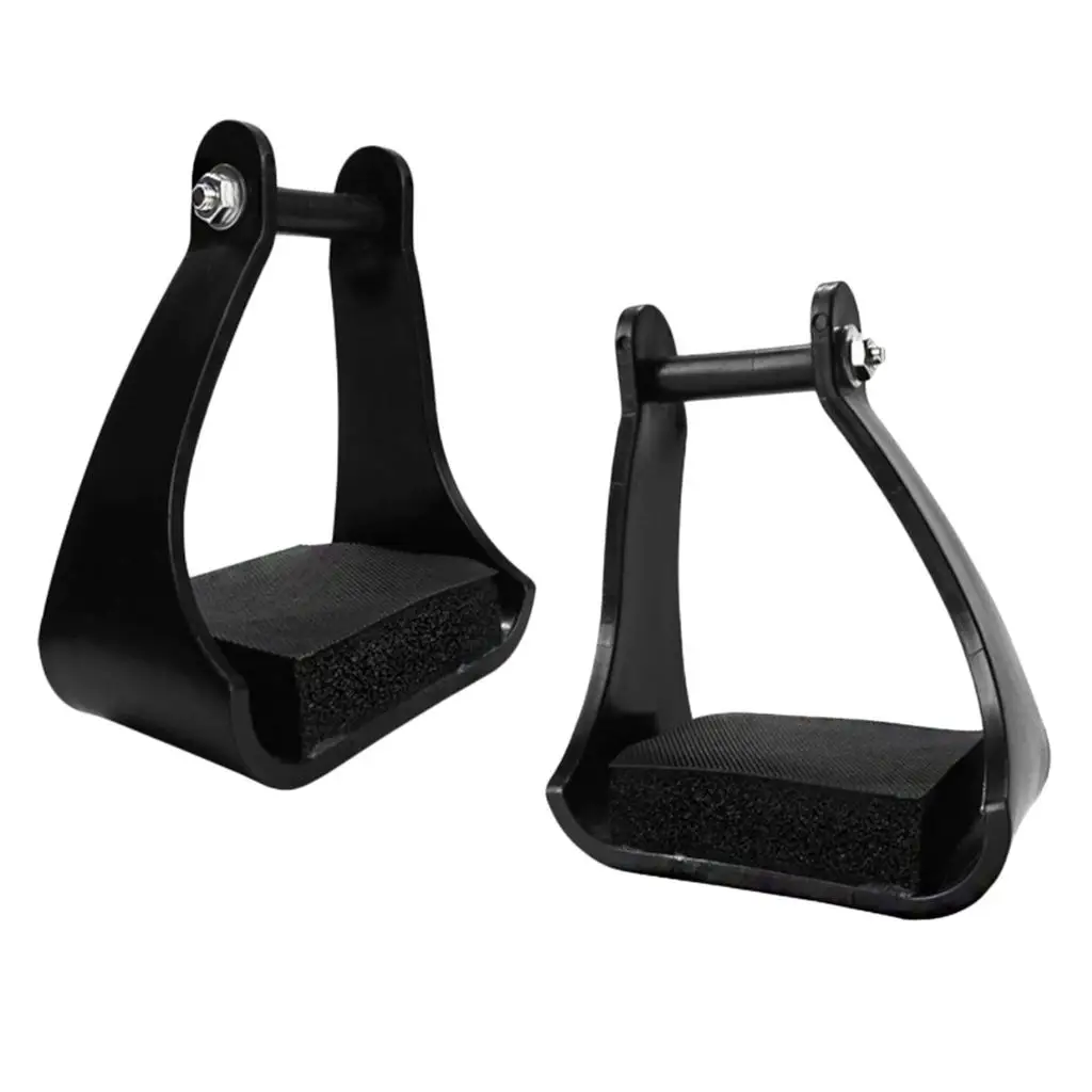 Pair Horse Stirrups Equestrian Tread Western Sloped Tapered Bendy  